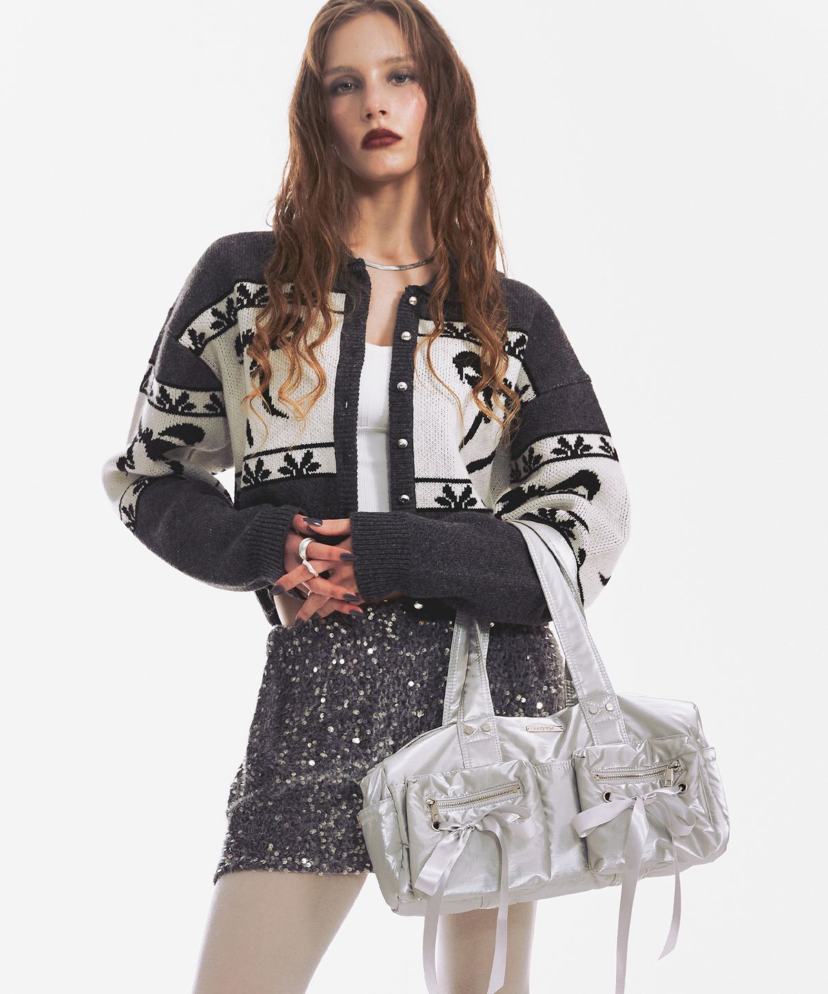 낫노잉(NOTKNOWING) Double Ribbon Cargo Duffle Bag (METAL SILVER)