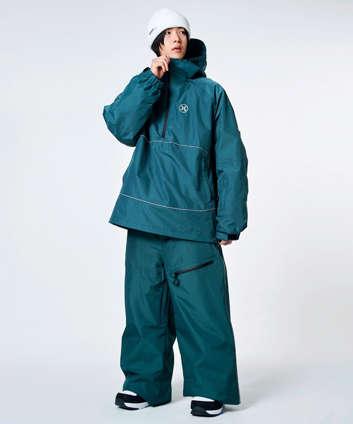 돌아우터웨어(DOLL OUTERWEAR) [DOLL X FOGUS]AVA 스노우보드복 세트(아노락 자켓&팬츠) 블루 그린 남녀공용