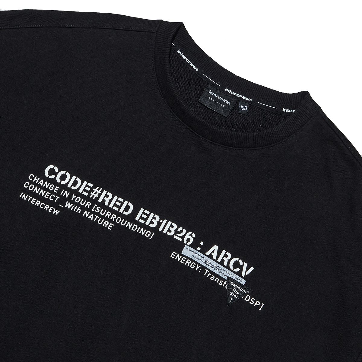 인터크루(INTERCREW) [24SS] 라벨 레이어링 맨투맨 블랙 ITY1TM01ABK