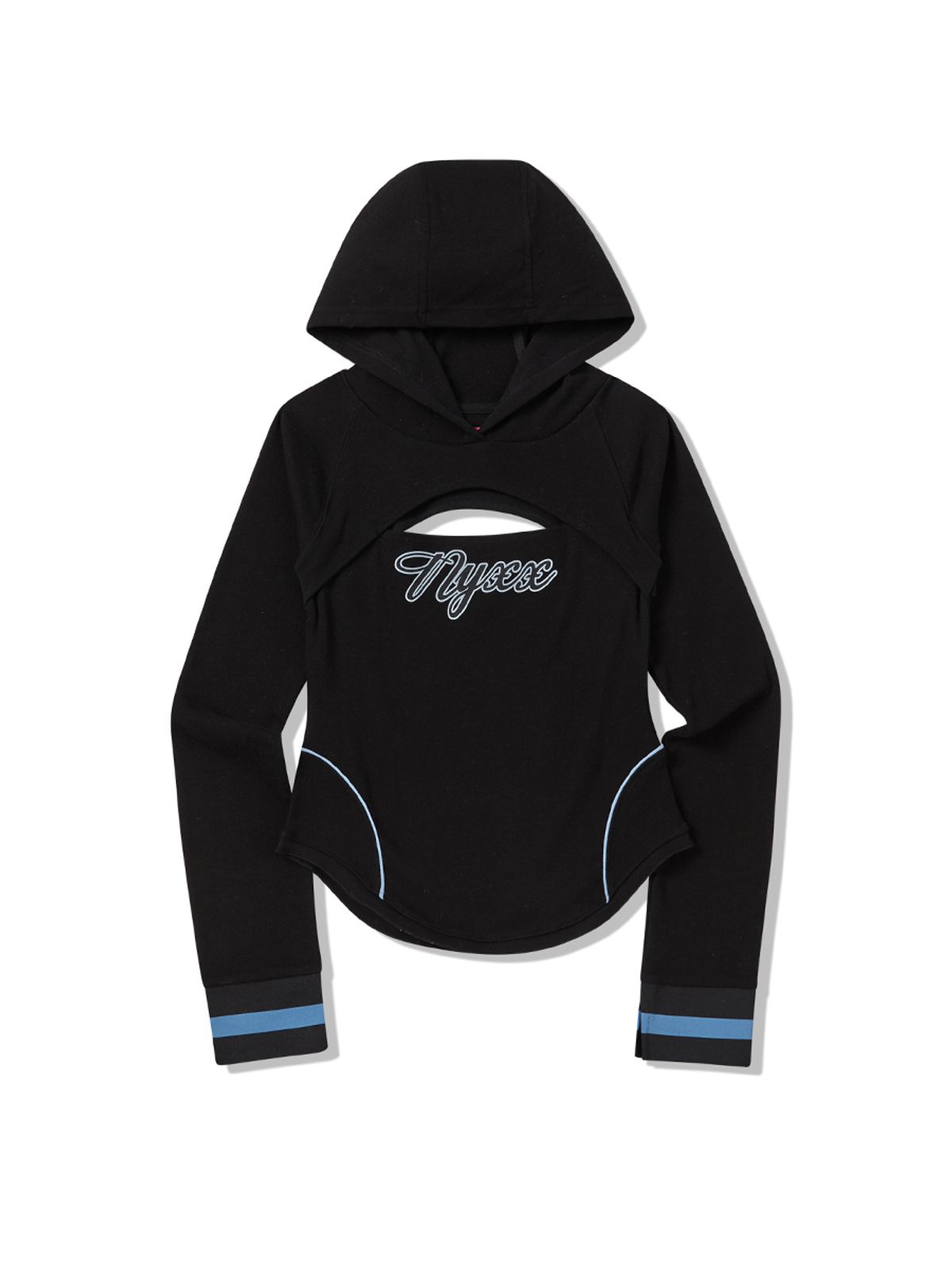 엔와이엑스엑스(NYXX) MIDDLE SLIT HOOD LONG SLEEVE BLACK