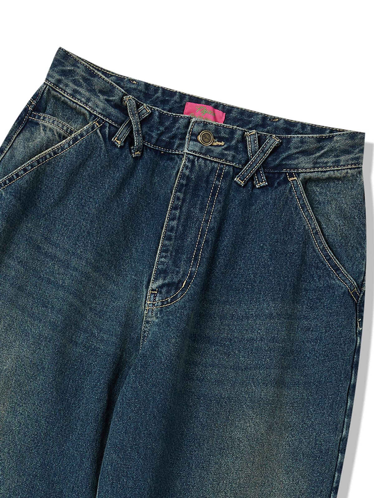 엔와이엑스엑스(NYXX) CAT WASHED DENIM PANTS MID BLUE