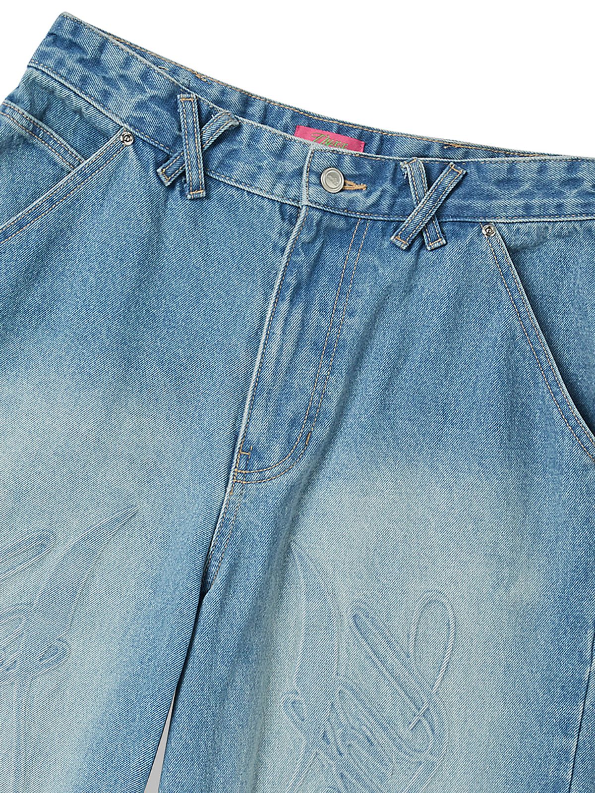 엔와이엑스엑스(NYXX) EMBOSSED DENIM HALF PANTS LIGHT BLUE
