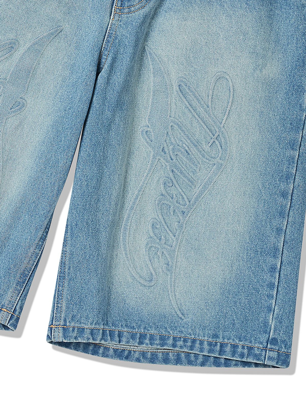 엔와이엑스엑스(NYXX) EMBOSSED DENIM HALF PANTS LIGHT BLUE