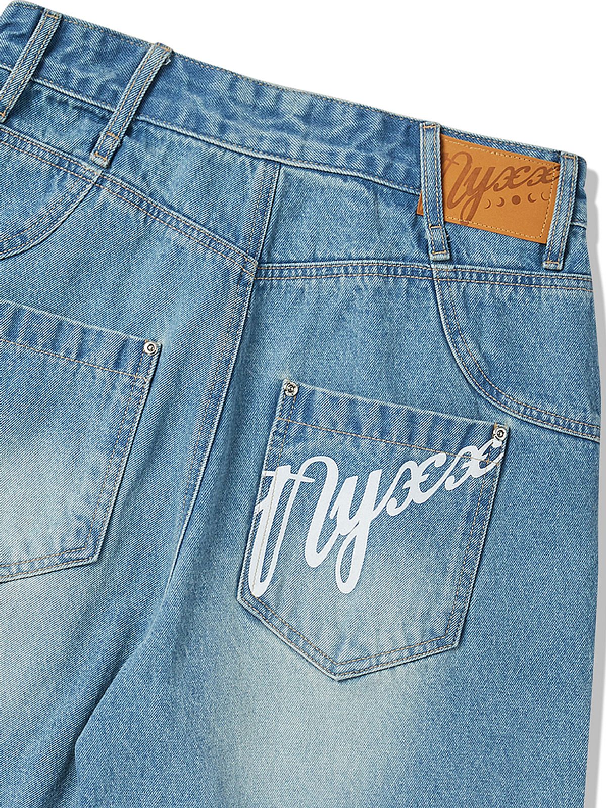 엔와이엑스엑스(NYXX) EMBOSSED DENIM HALF PANTS LIGHT BLUE