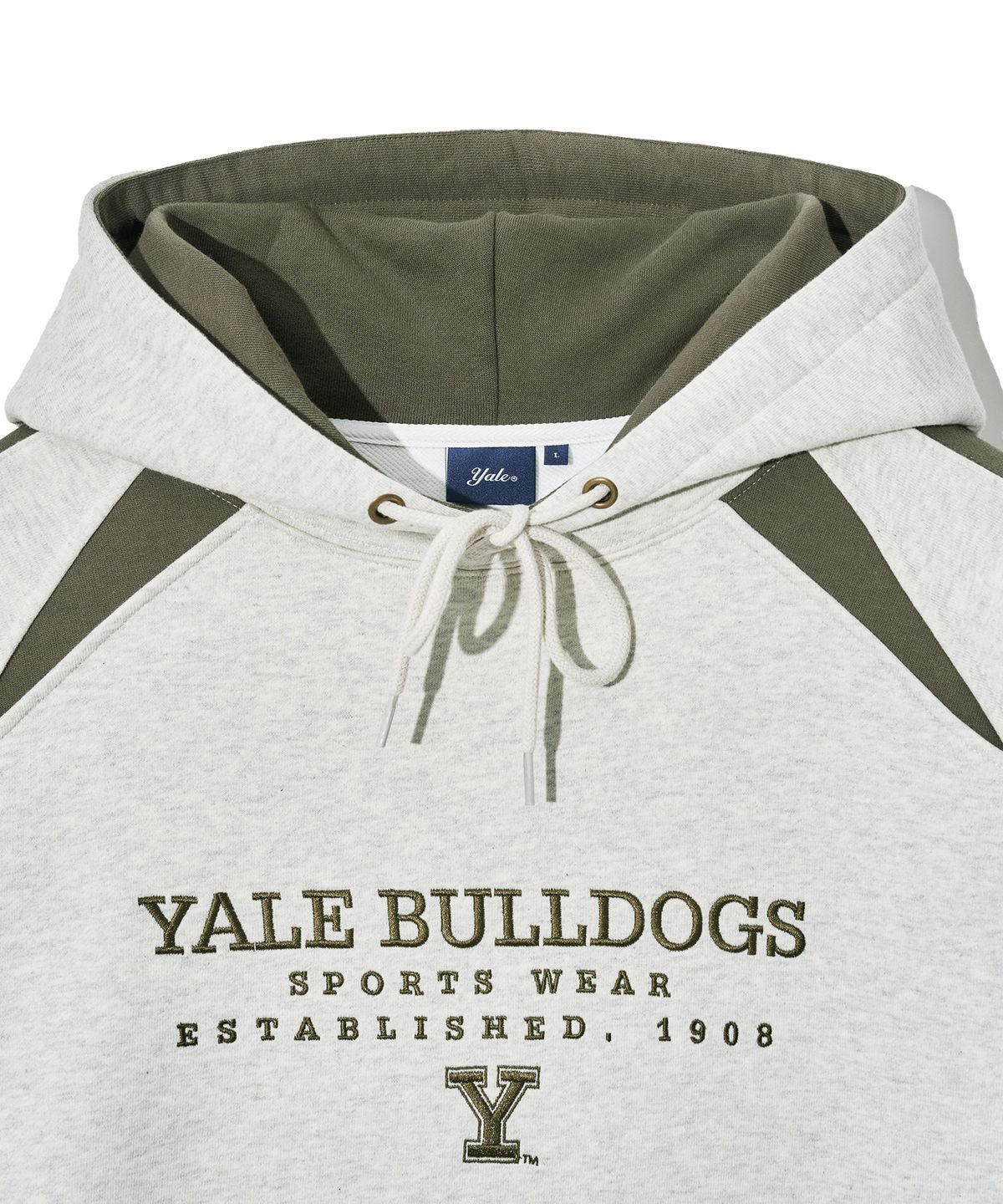 예일(YALE) BULLDOGS SPORTSWEAR COLOR BLOCK HOODIE OATMEAL