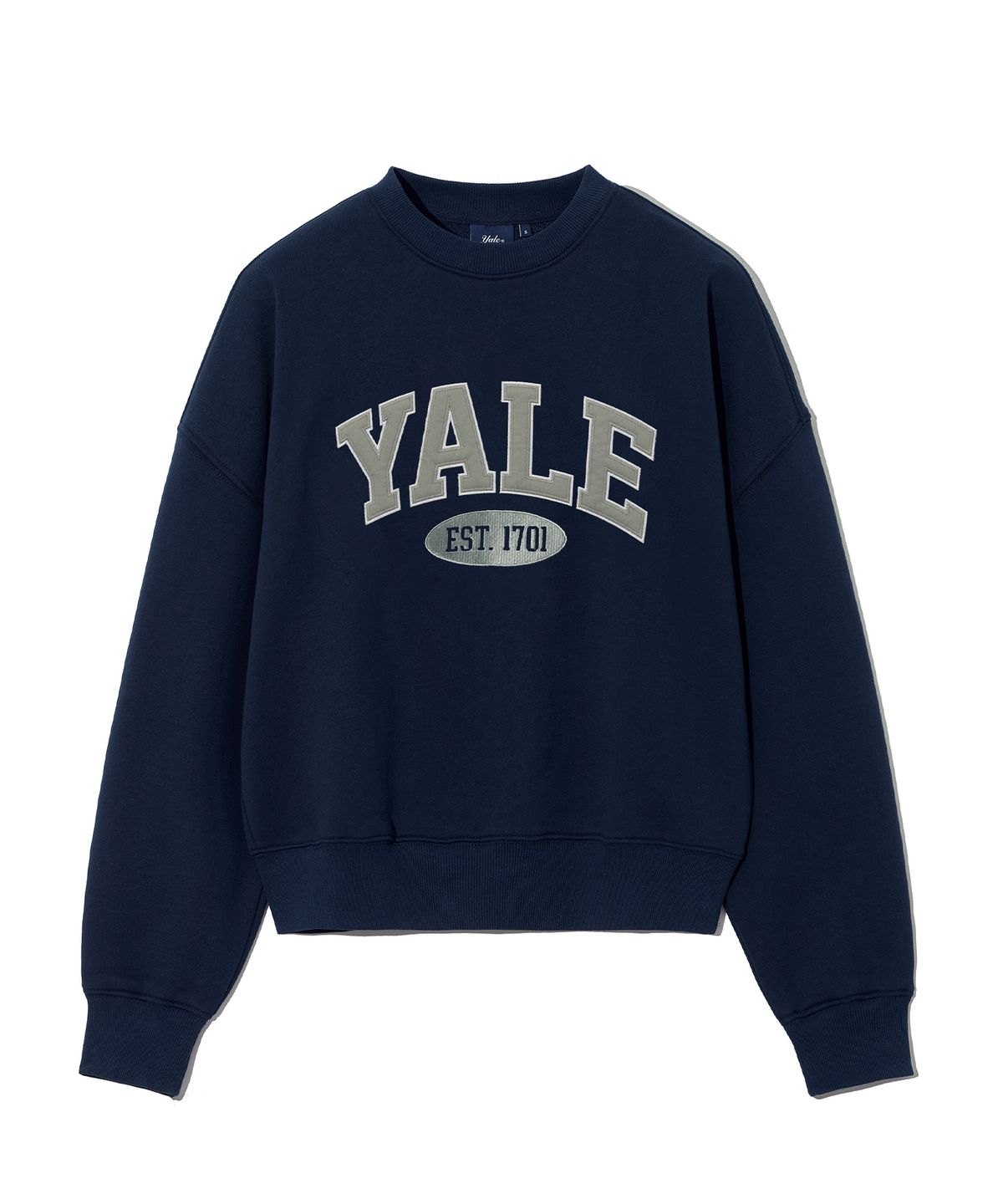 예일(YALE) 우먼즈 투톤아치 크롭 스웨트셔츠_네이비