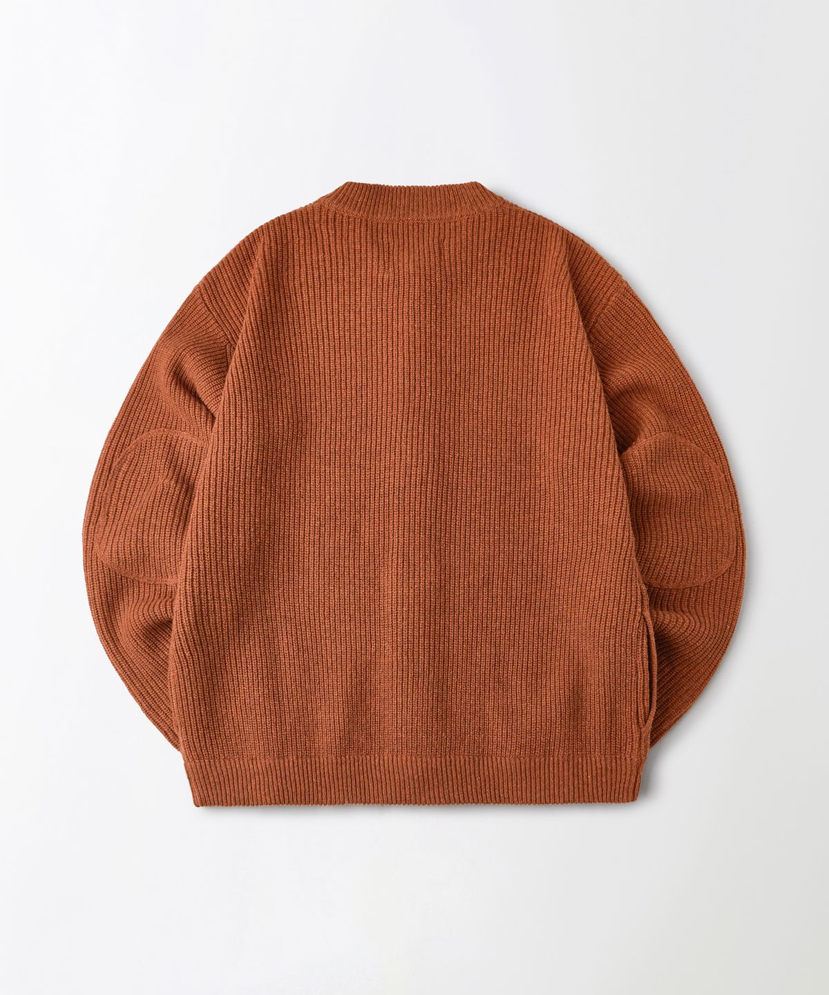 아웃스탠딩(OUTSTANDING) LAMBSWOOL ROUND NECK CARDIGAN_BRICK