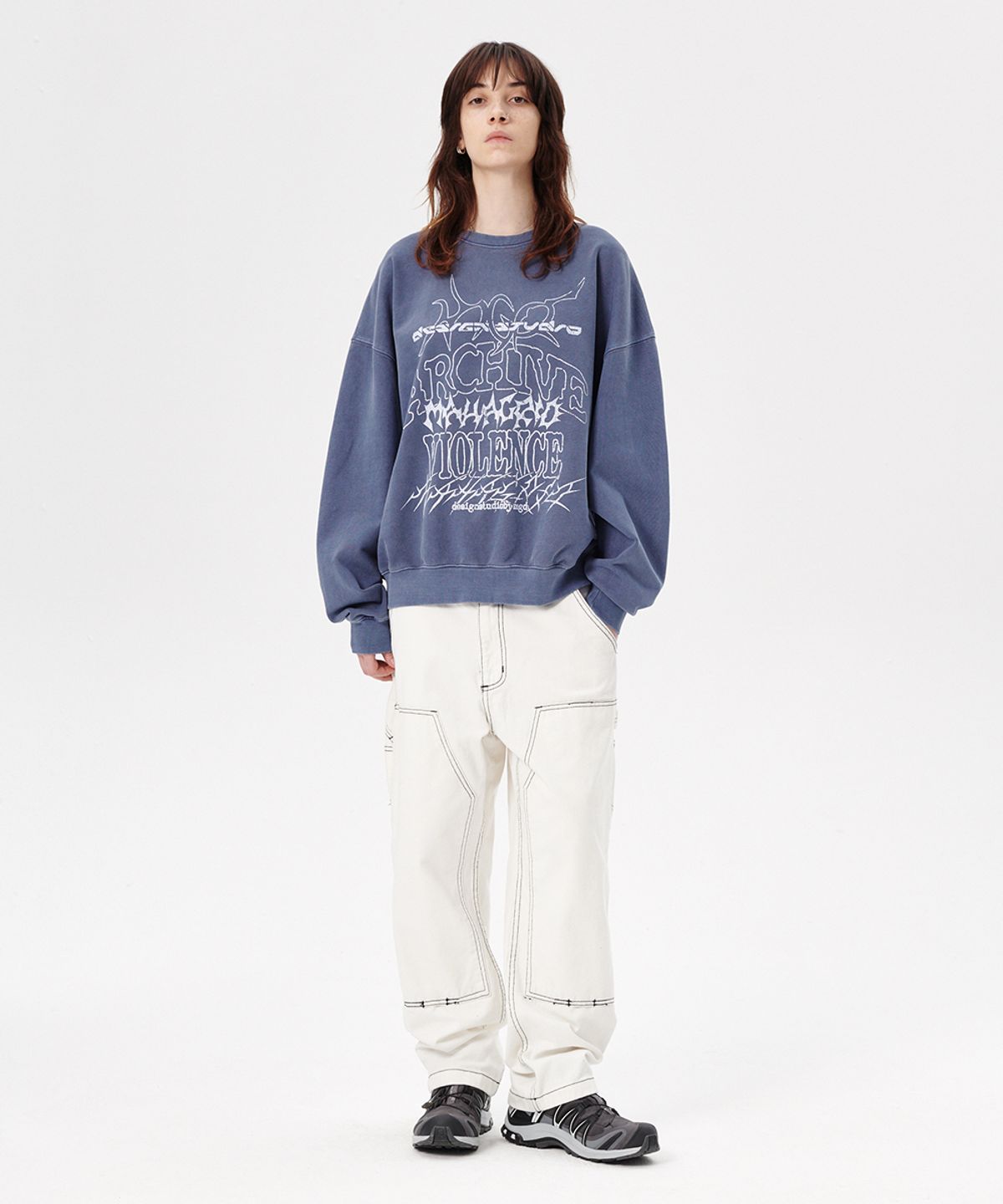 마하그리드(MAHAGRID) MULTI-LOGO PIGMENT SWEATSHIRT_2colors