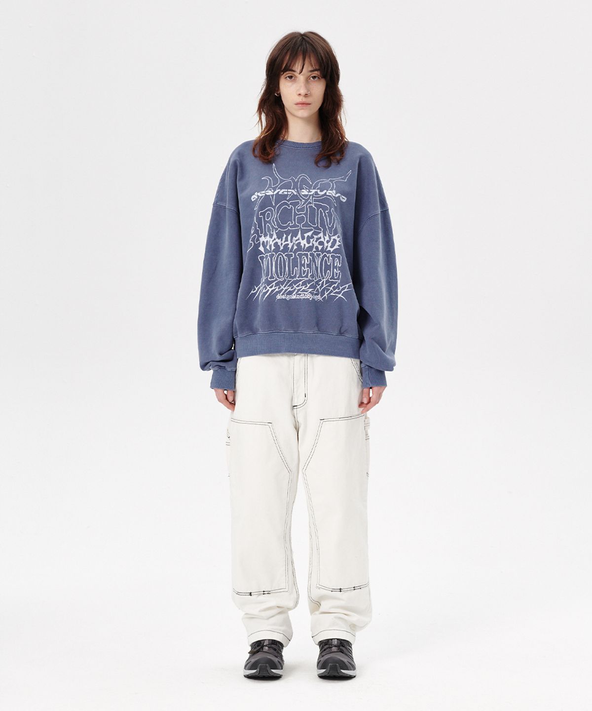 마하그리드(MAHAGRID) MULTI-LOGO PIGMENT SWEATSHIRT BLUE(MG2ESMM450A)