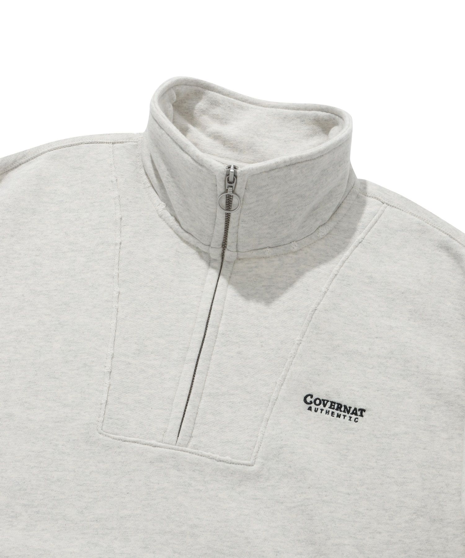 スウェット・トレーナー COVERNAT Damage Half Zip-Up Man to Man Oatmeal MUSINSA | COVERNAT Damage half zip-up sweatshirt oatmeal