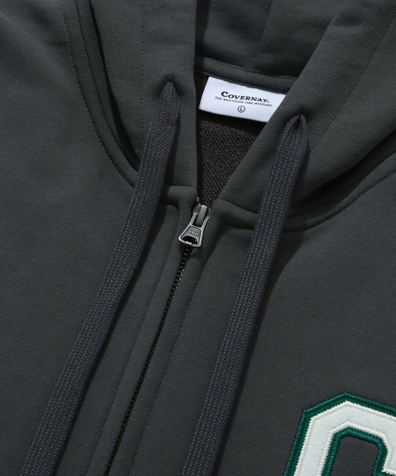 MUSINSA公式 | COVERNAT C logo hoodie zip-up charcoal