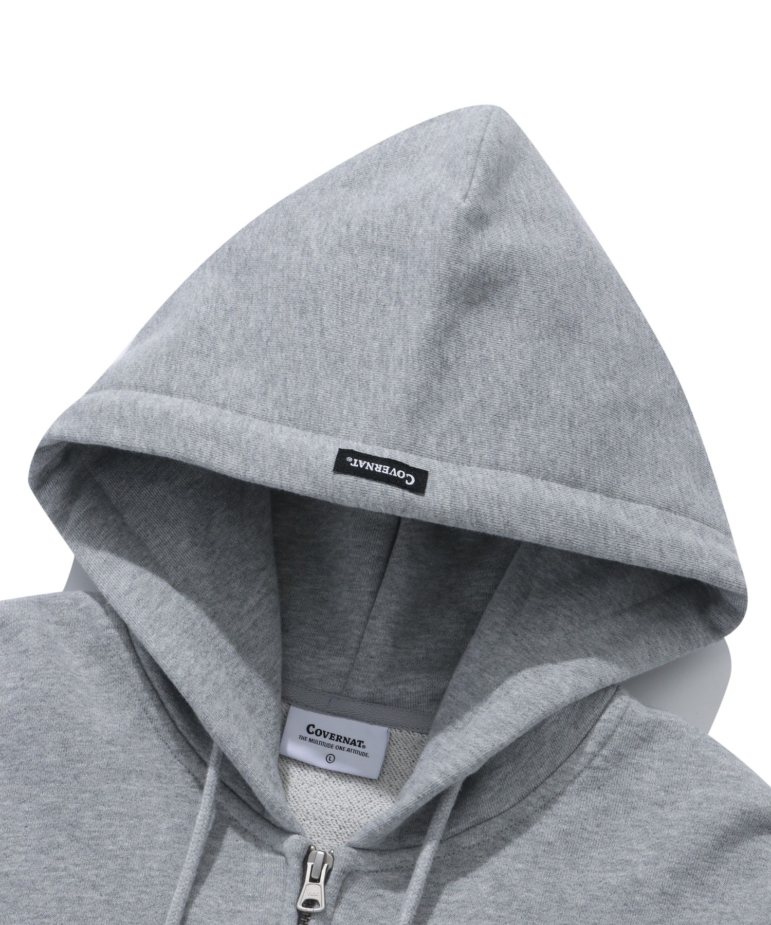 MUSINSA | COVERNAT Small Authentic Hoodie Zip-up Melange Gray