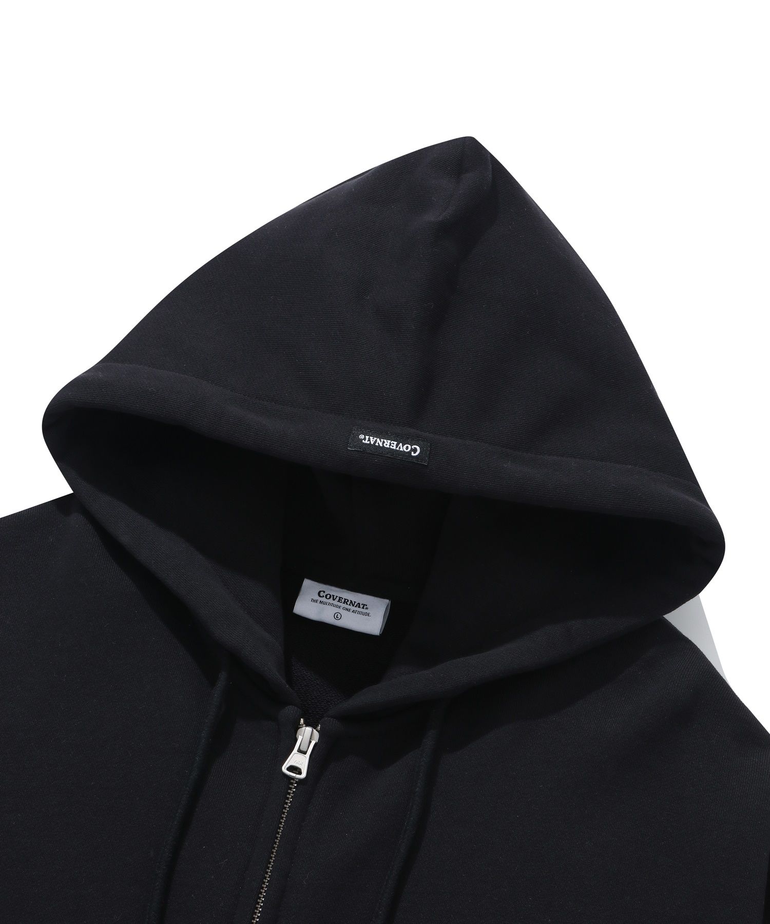 MUSINSA | COVERNAT Small Authentic Hoodie Zip-Up Black