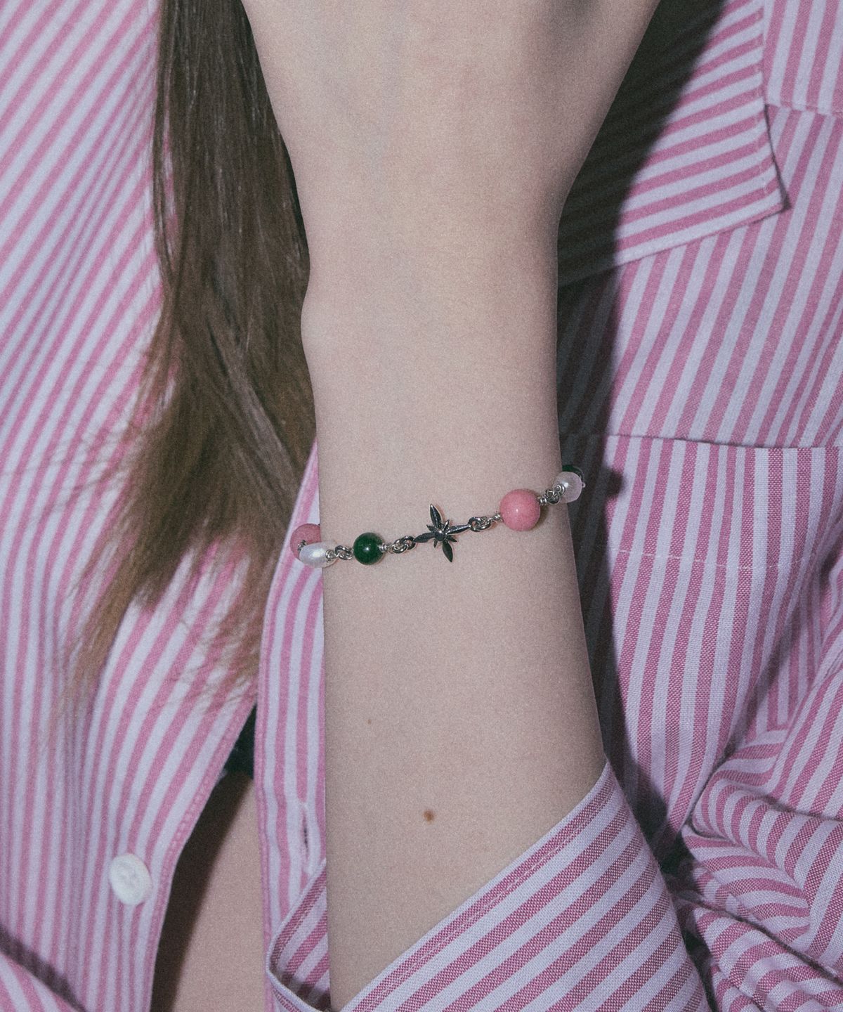 에이지47(AG47) i need. Bracelet-04 Fresh Water Pearl Pink Jade Onyx mixed