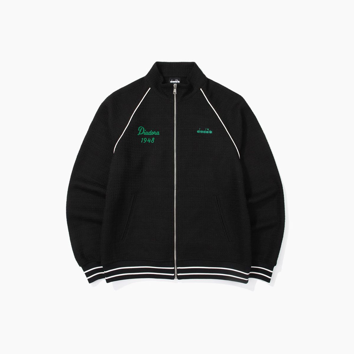 디아도라(diadora) 아티산 트위드 래글런 트랙자켓 BLACK