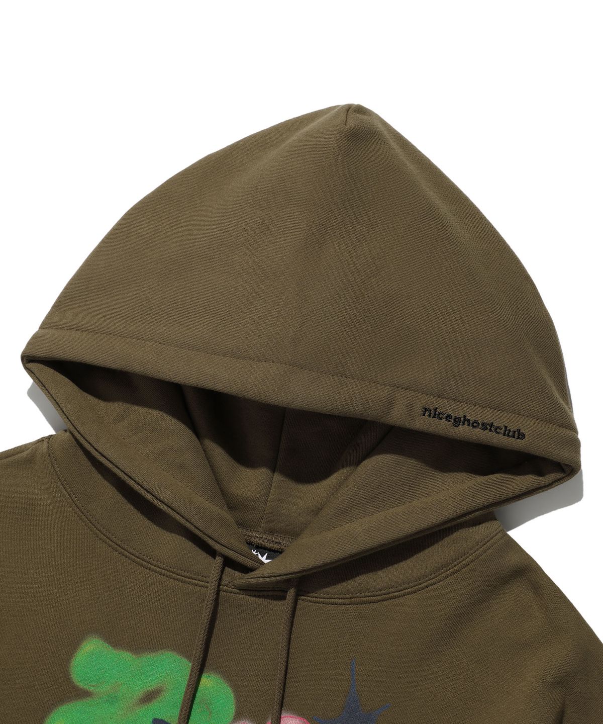 나이스고스트클럽(NICEGHOSTCLUB) BUNNYBEAR SPRAY ARTWORK HOODIE_KHAKI(NG2ESUM409A)