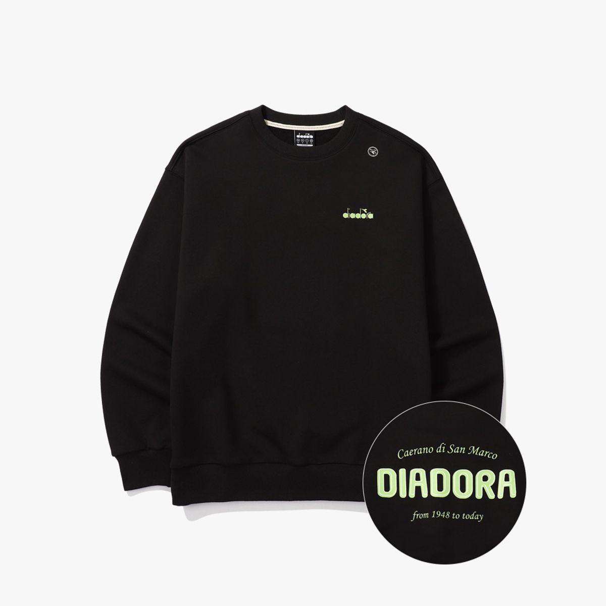 디아도라(diadora) 컴피 맨투맨 BLACK