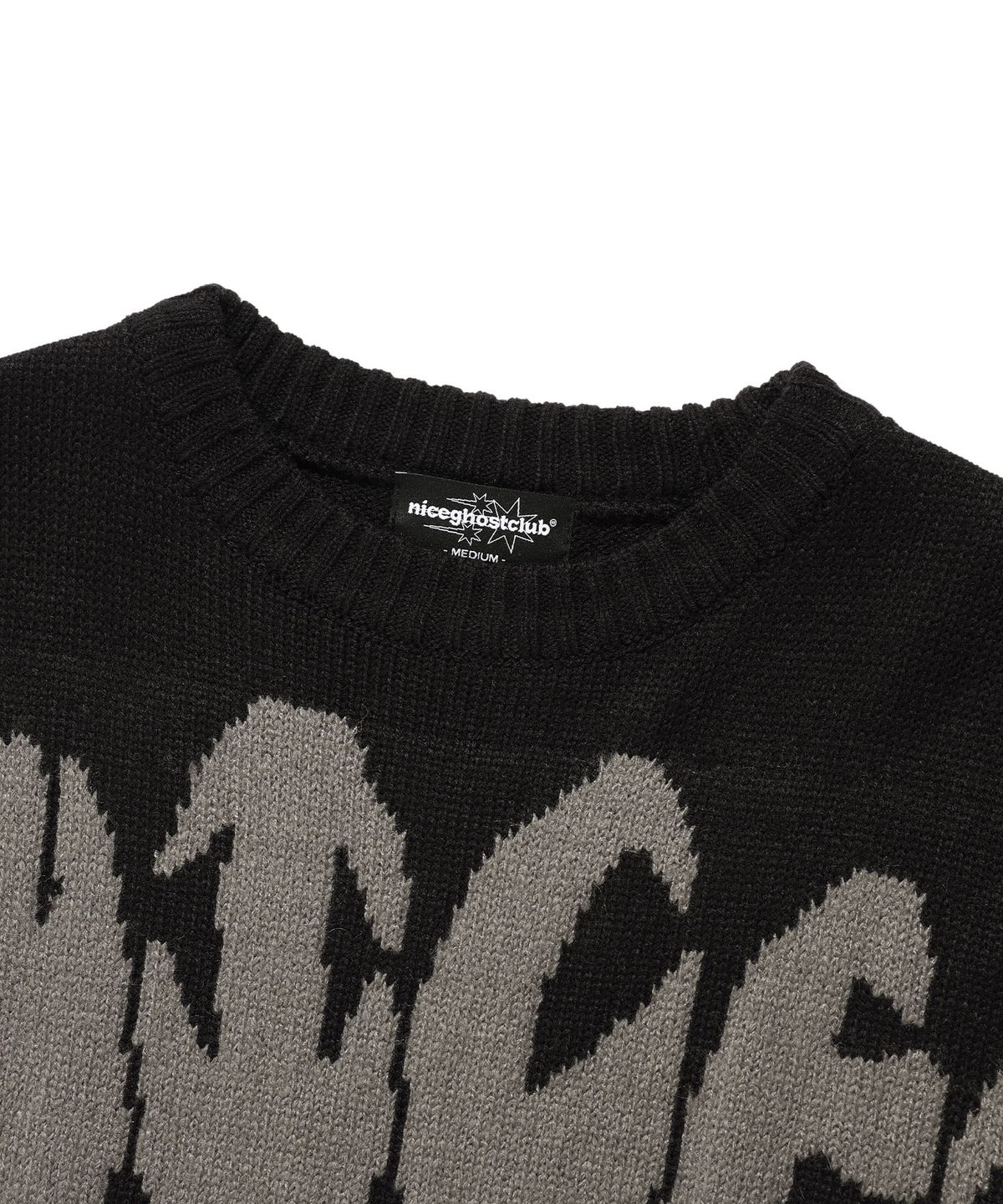 나이스고스트클럽(NICEGHOSTCLUB) MONSTER TEETH LOGO KNIT_BLACK(NG2ESUK600A)