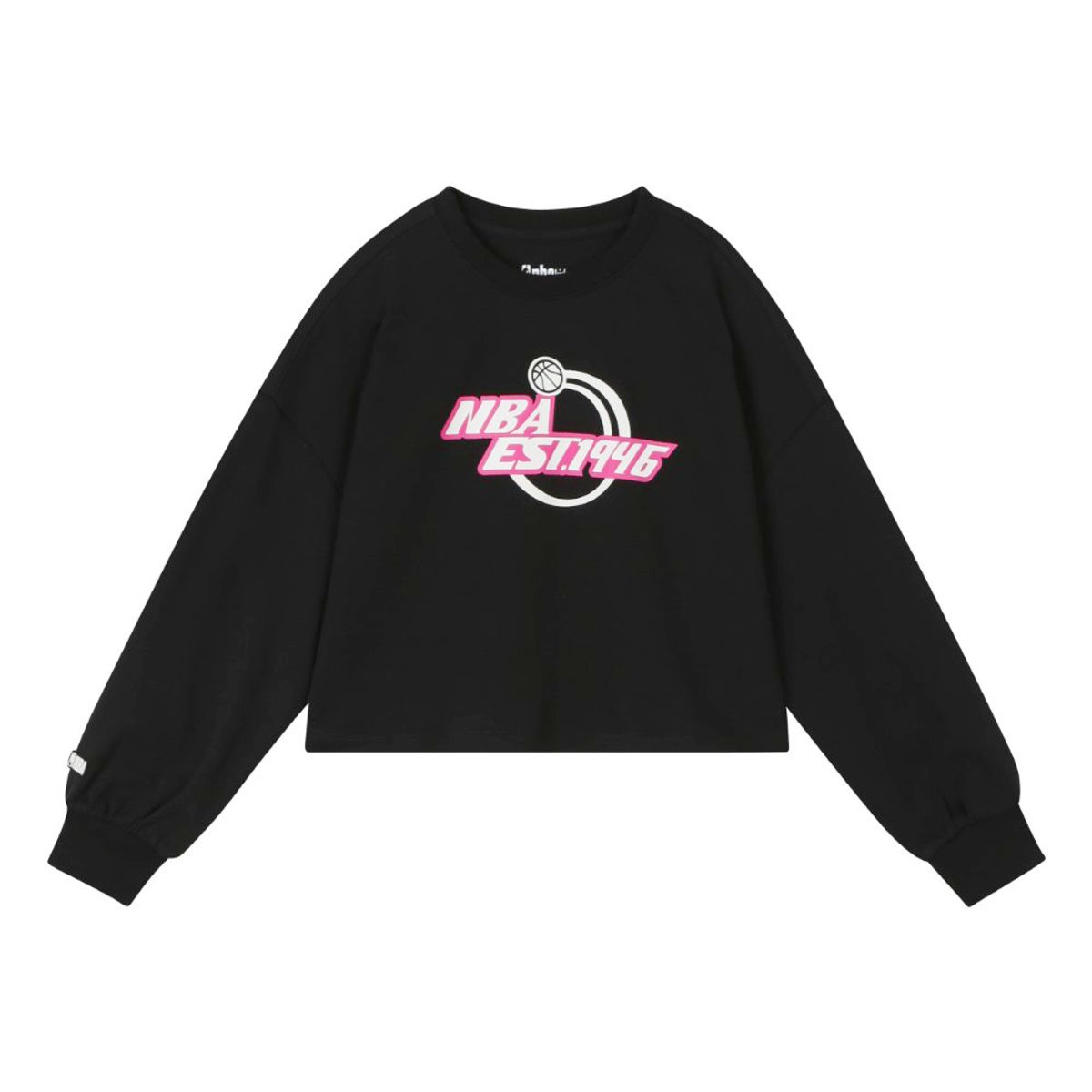 엔비에이 키즈(NBA KIDS) 여아 로고 포인트 크롭 맨투맨(K241TS640P) 블랙