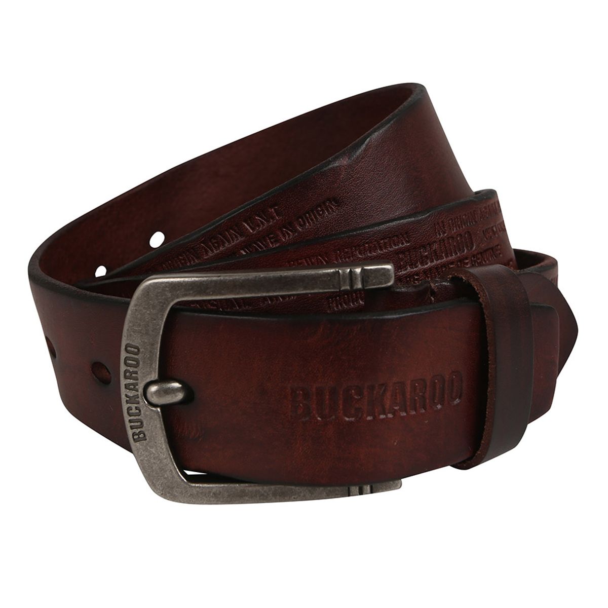 버커루(BUCKAROO) 양각 타이핑 투톤 벨트 (38mm) 브라운