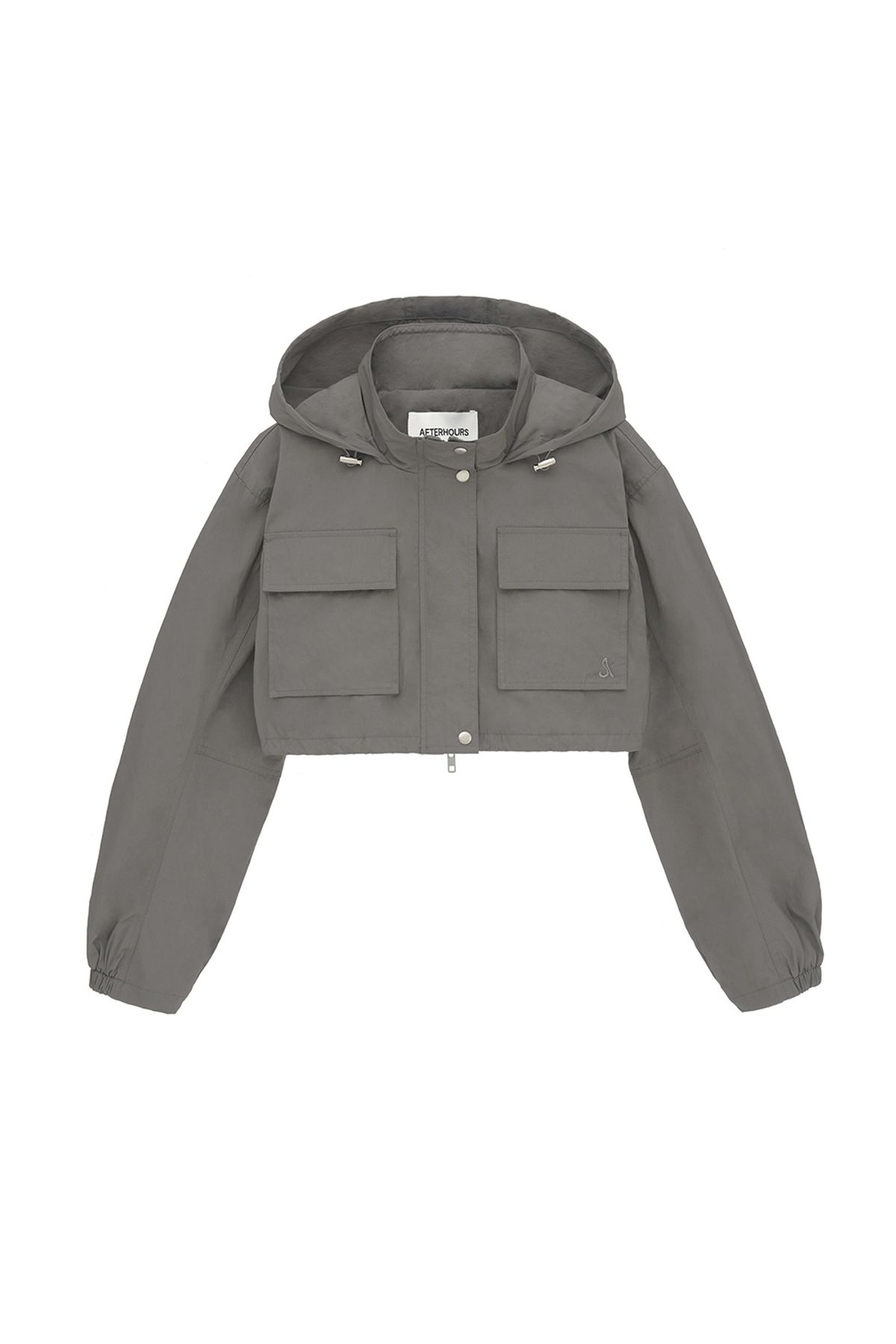 애프터아워즈(AFTERHOURS) HOODED CROP JACKET (KHAKI-GREY)