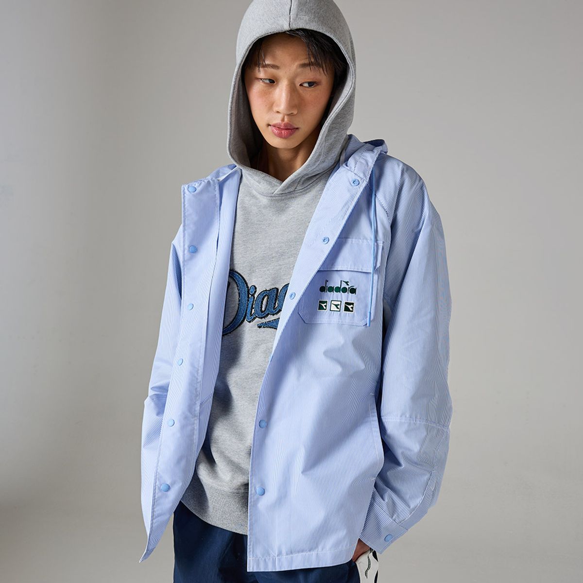 디아도라(diadora) 크래프트 후드 셔츠 자켓 SKY BLUE