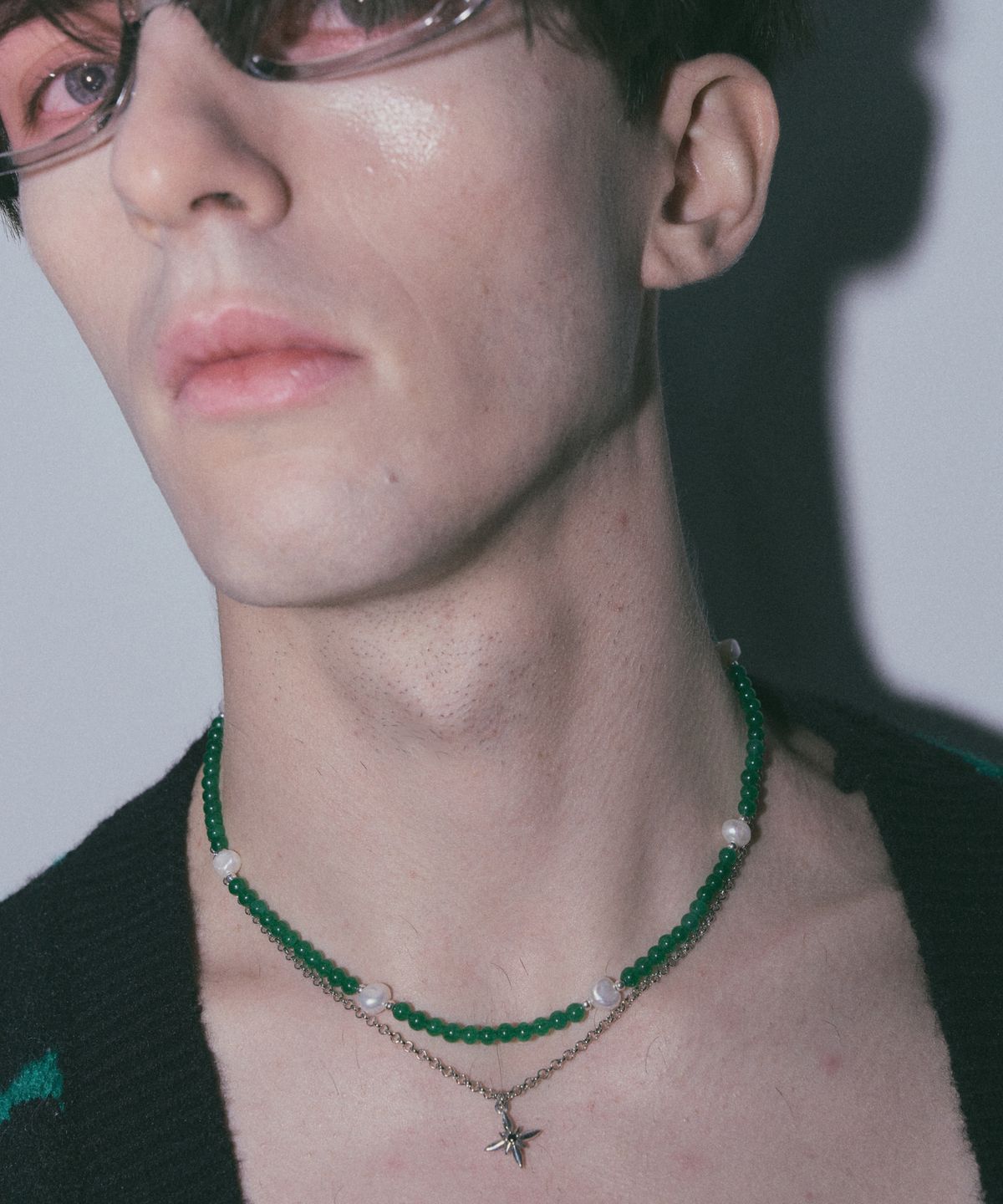 에이지47(AG47) i need. Necklace-12 Green Onyx Fresh Water Pearl  Point