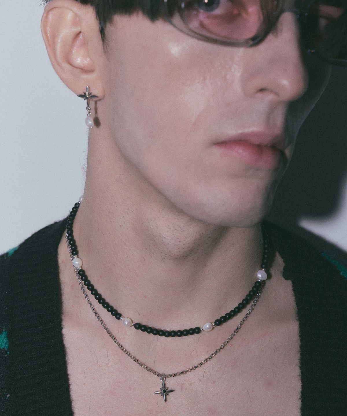 에이지47(AG47) i need. Necklace-11 Black Onyx Fresh Water Pearl  Point