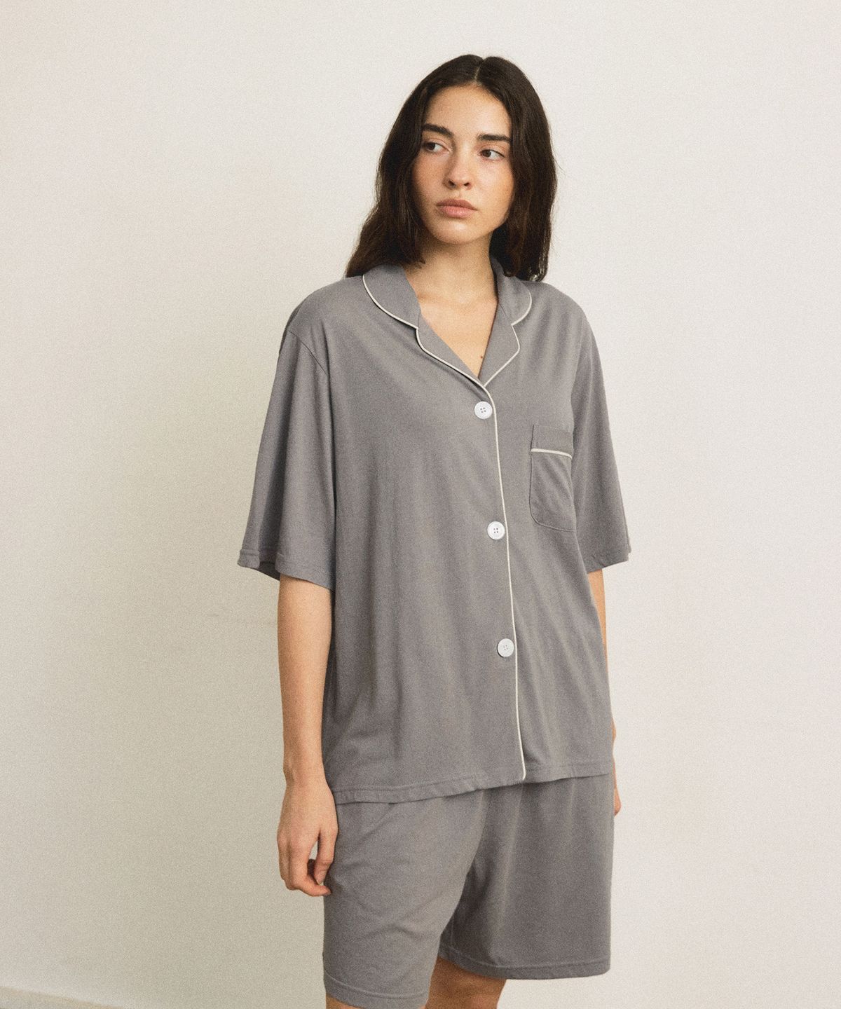 조스라운지(JO'S LOUNGE) [모달] (couple) Essential Grey Short Pajama Set
