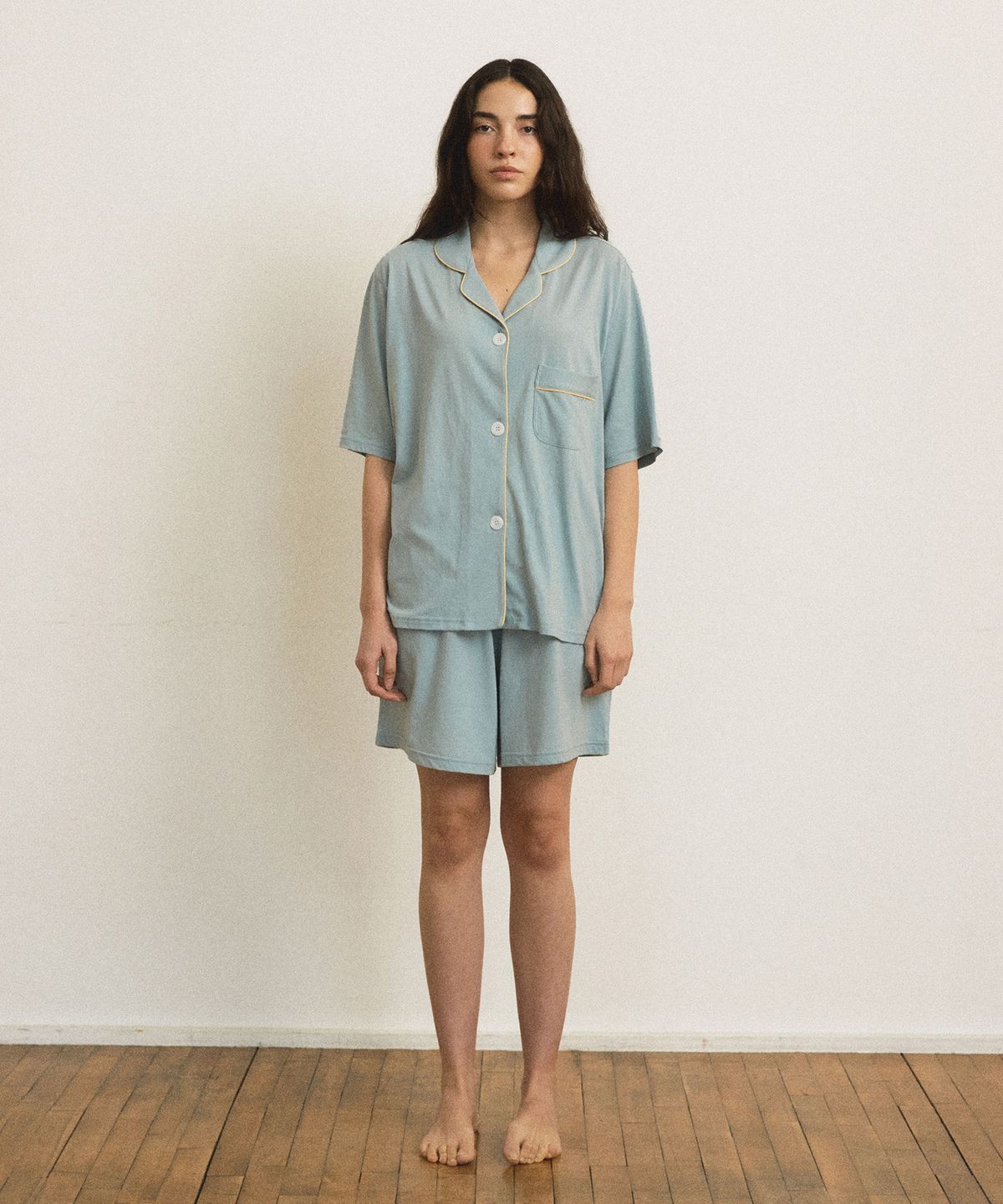 조스라운지(JO'S LOUNGE) [모달] (couple) Essential Mint Grey Short Pajama Set