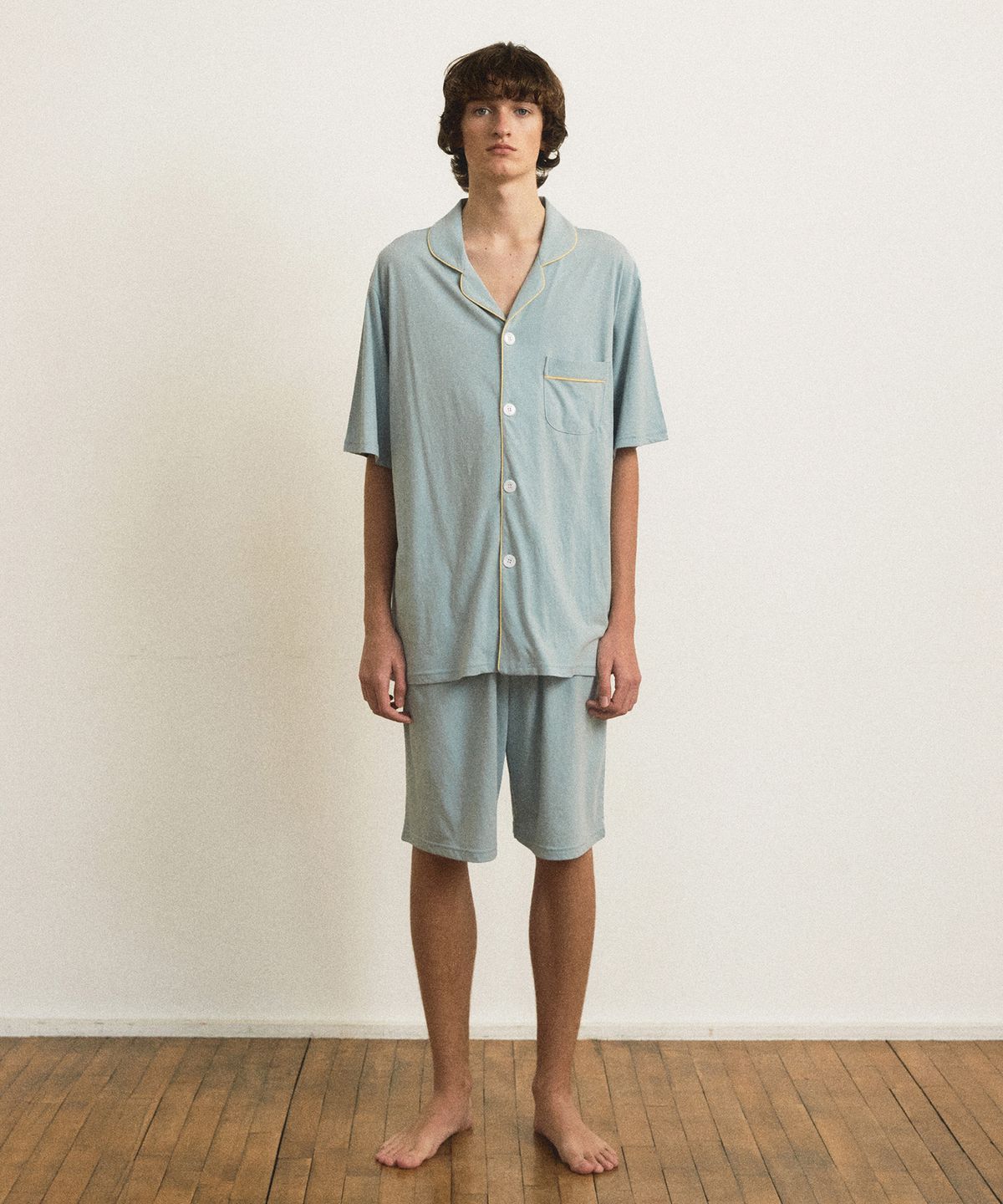 조스라운지(JO'S LOUNGE) [모달] (couple) Essential Mint Grey Short Pajama Set