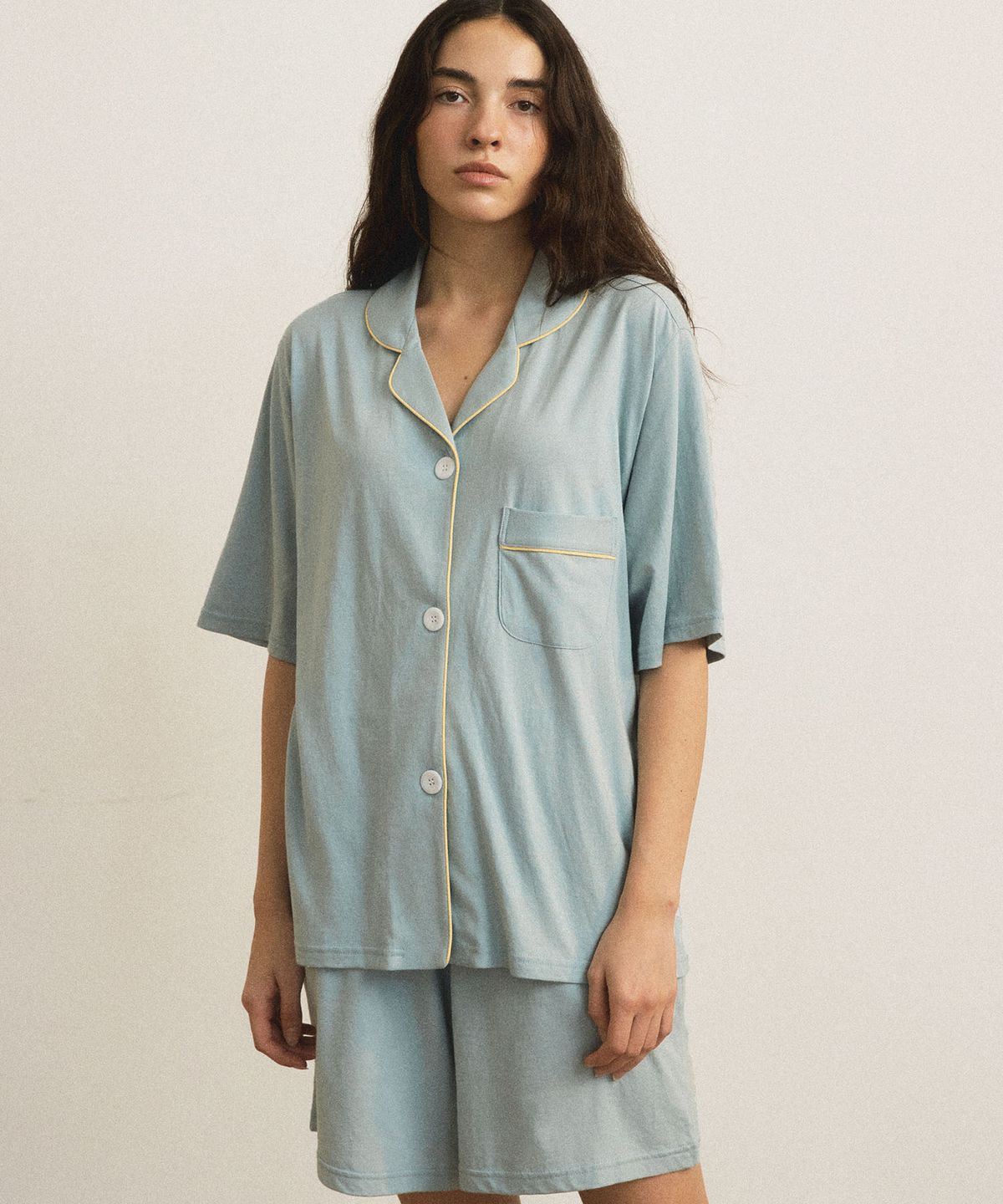 조스라운지(JO'S LOUNGE) [모달] (w) Essential Mint Grey Short Pajama Set