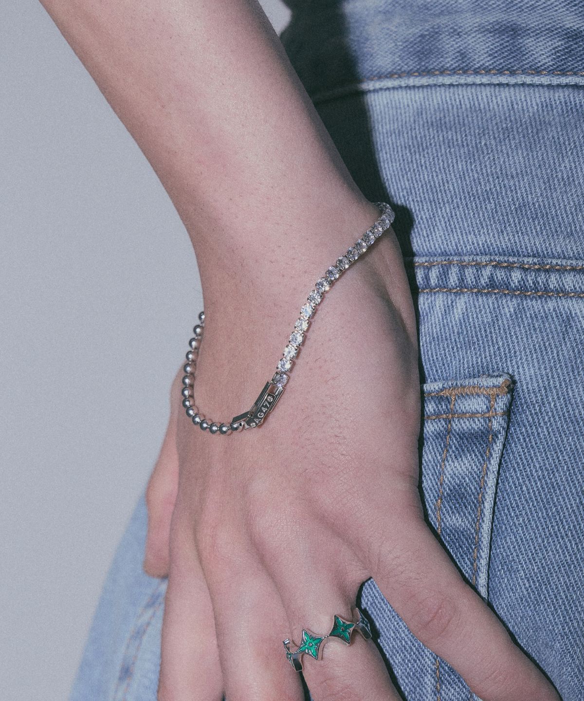 에이지47(AG47) i need. Bracelet -18 Ball 3mm Cubic Chains Mixed
