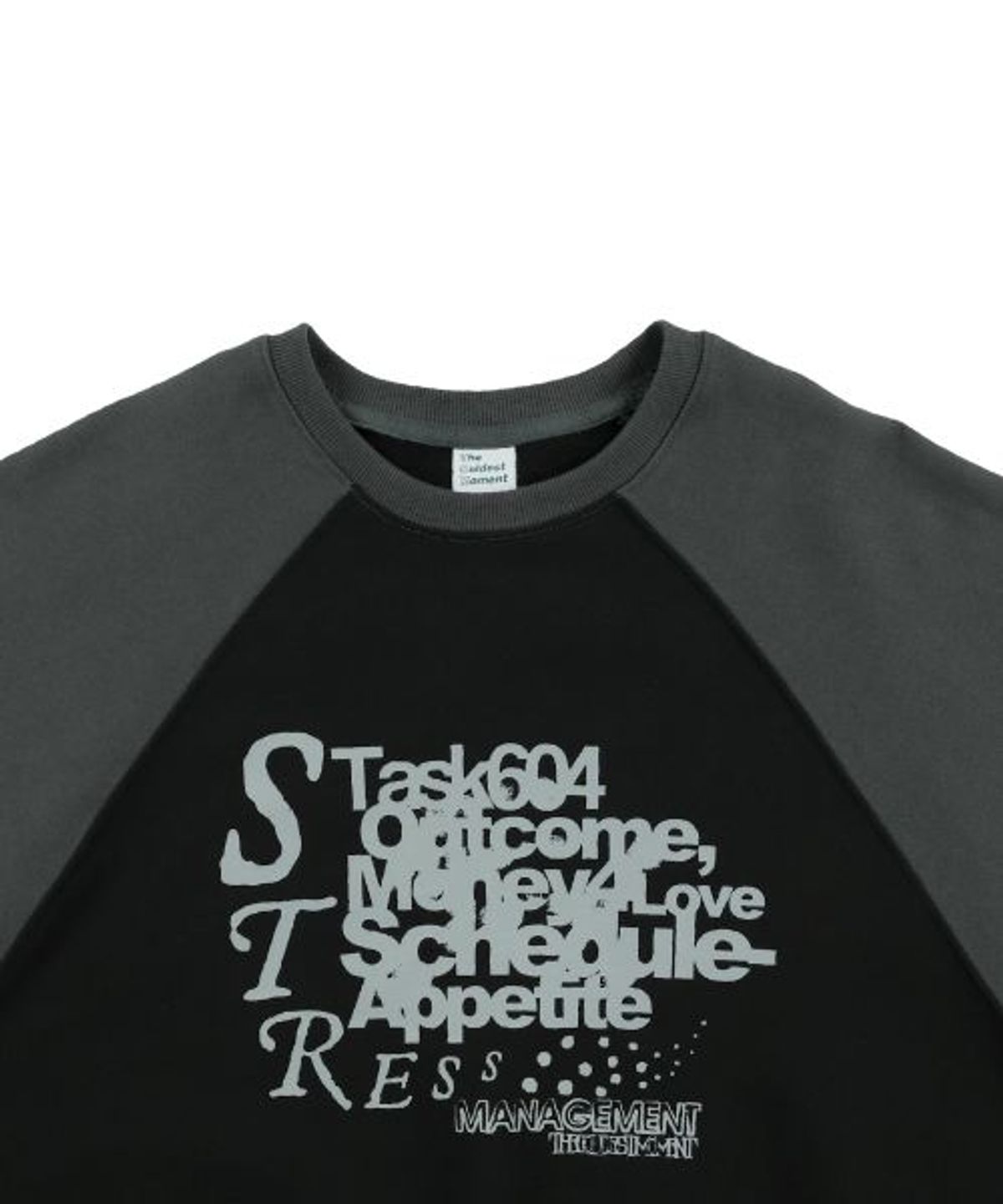 더콜디스트모먼트(THE COLDEST MOMENT) TCM stress raglan mtm (black/charcoal)