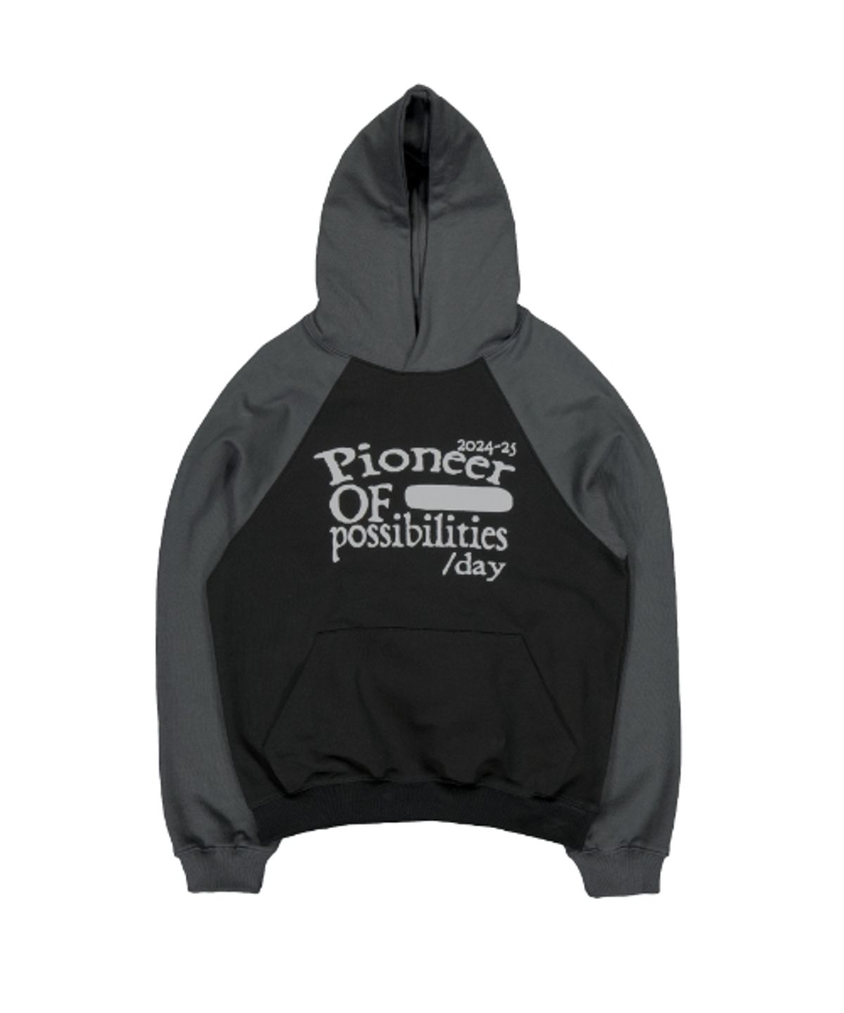 더콜디스트모먼트(THE COLDEST MOMENT) TCM pioneer raglan hoodie (black/charcoal)
