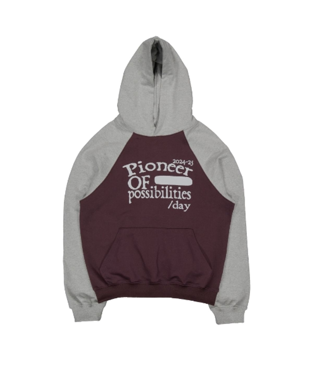 더콜디스트모먼트(THE COLDEST MOMENT) TCM pioneer raglan hoodie (burgundy/grey)