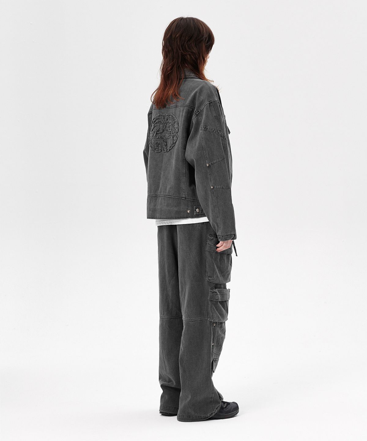 마하그리드(MAHAGRID) OVERDYED BIKER JACKET CHARCOAL(MG2ESMJ241A)