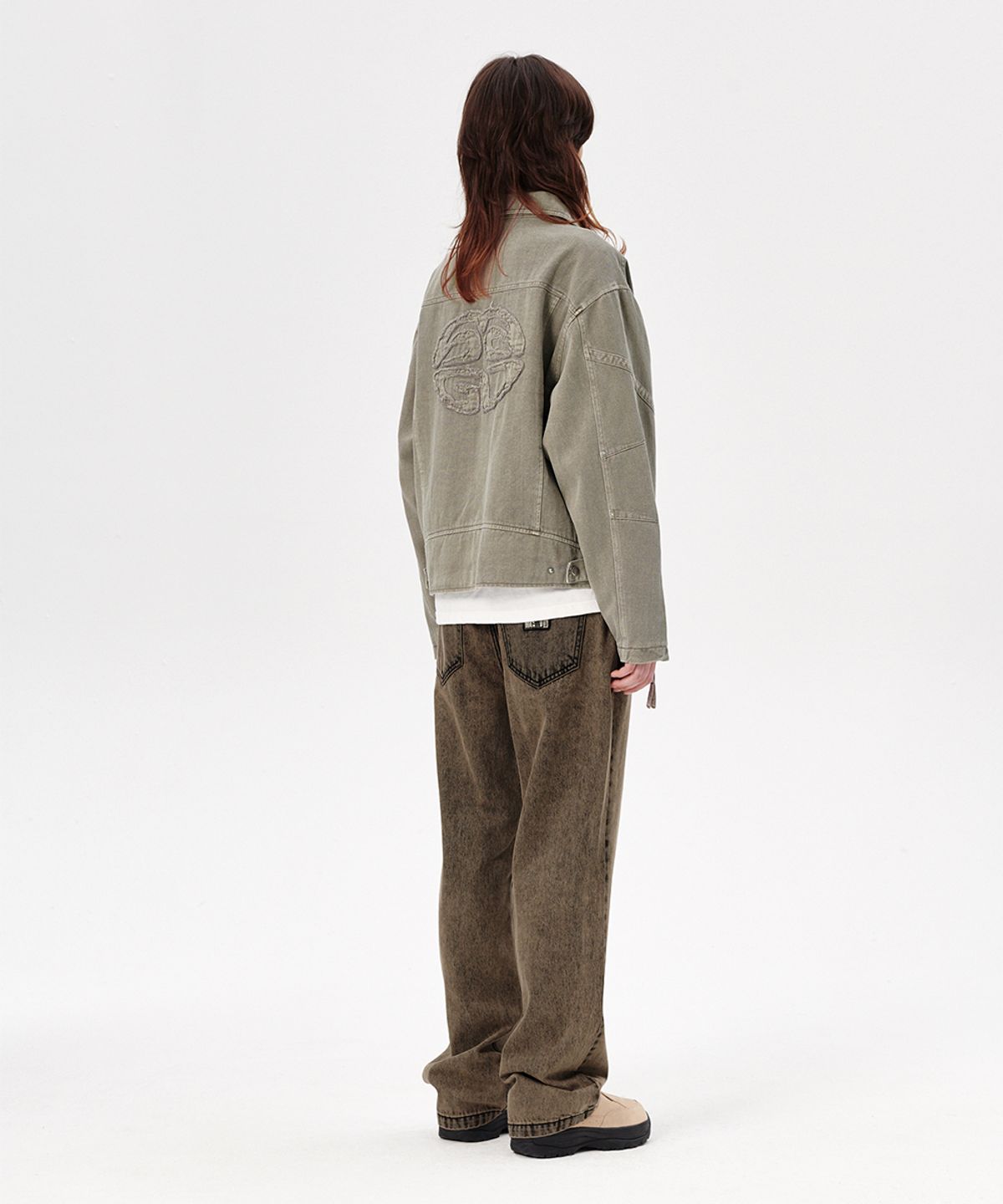 마하그리드(MAHAGRID) OVERDYED BIKER JACKET KHAKI(MG2ESMJ241A)