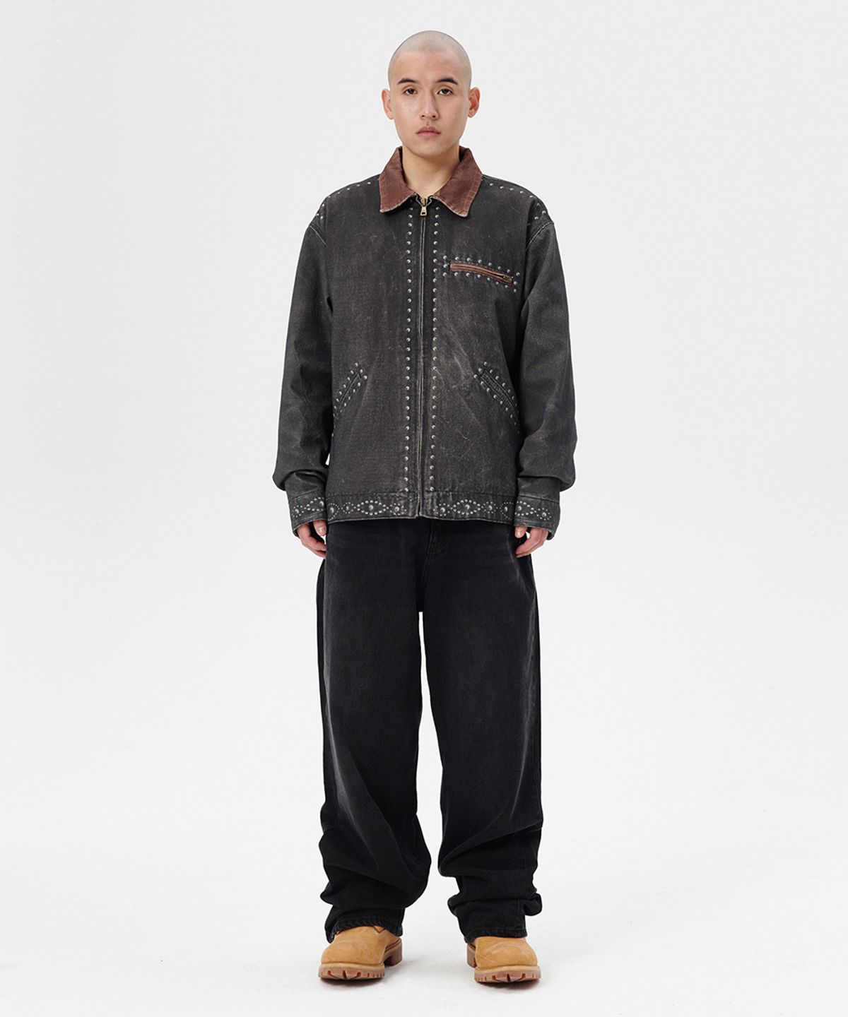 마하그리드(MAHAGRID) ALLOVER VINTAGE PRINT WORK JACKET BLACK(MG2ESMJ242A)