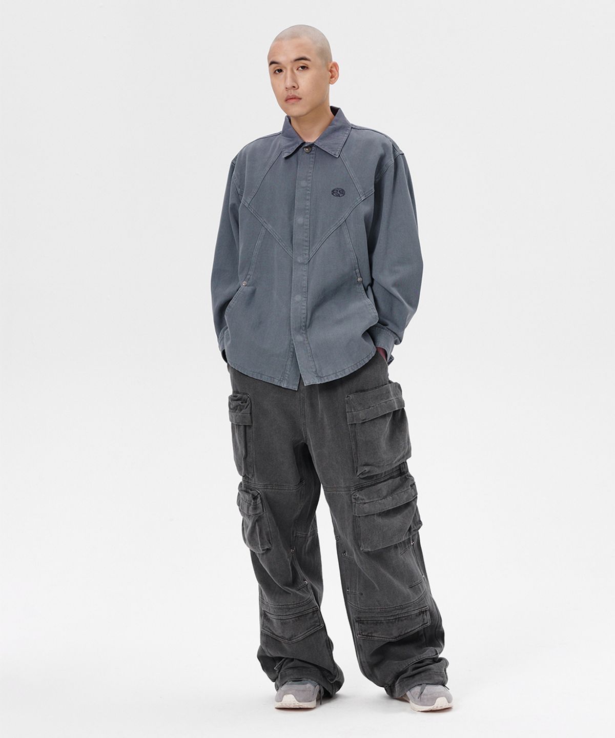 마하그리드(MAHAGRID) PIGMENT DYED PANEL SHIRT BLUE(MG2ESMW310A)