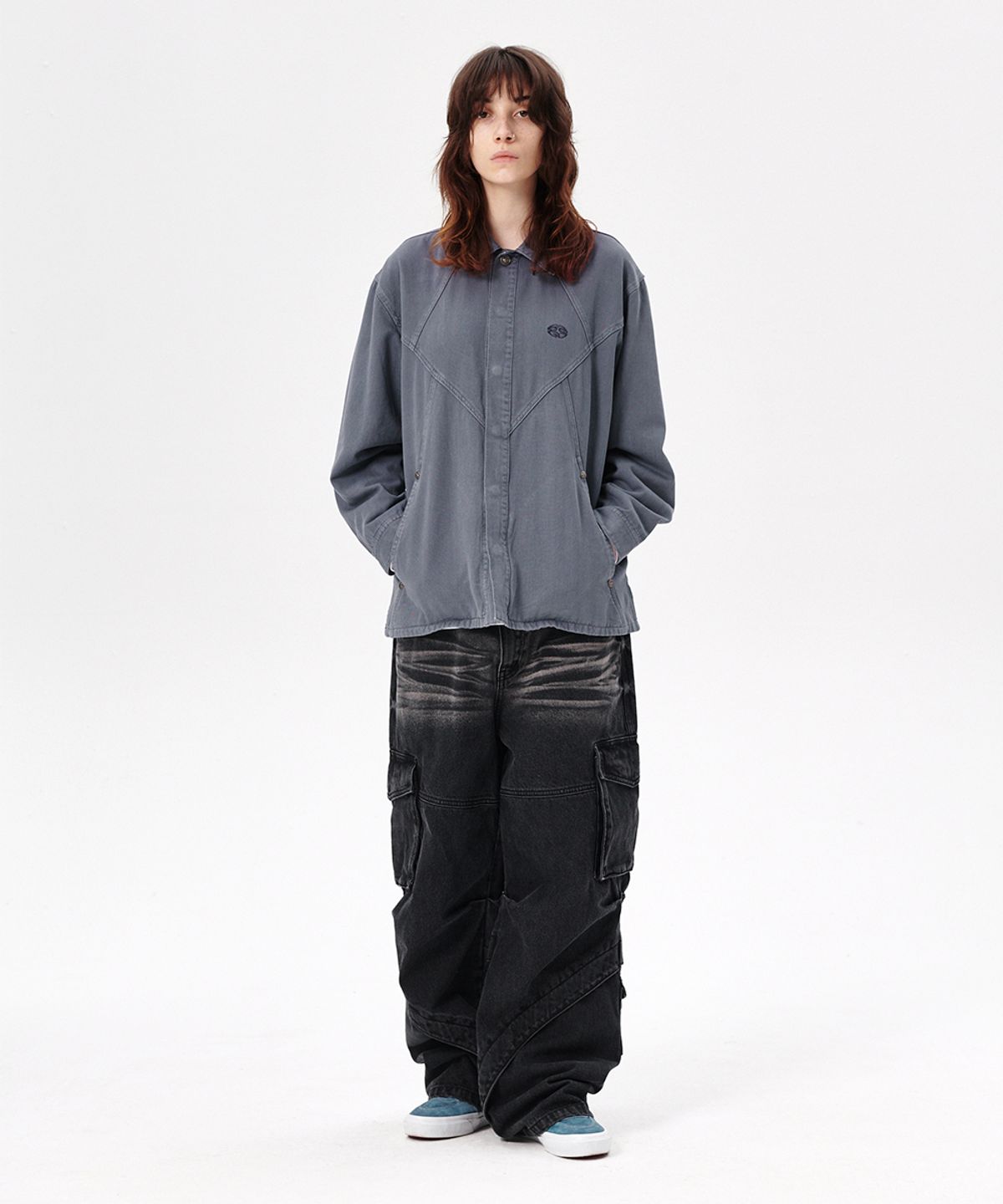 마하그리드(MAHAGRID) PIGMENT DYED PANEL SHIRT BLUE(MG2ESMW310A)
