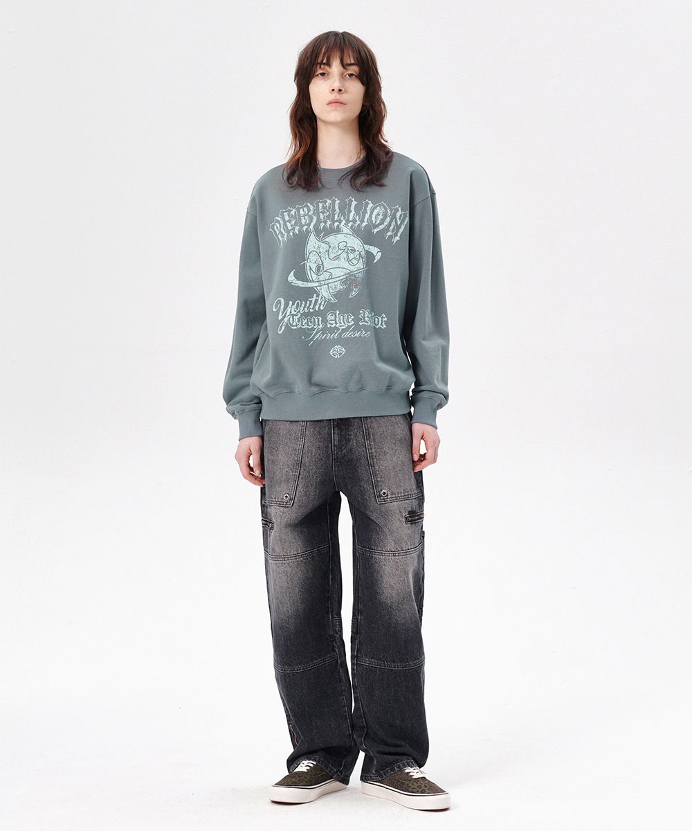 ★mahagrid★ REBEL SWEATSHIRT MUSINSA | MAHAGRID REBEL SWEATSHIRT BLUE(MG2ESMM451A)