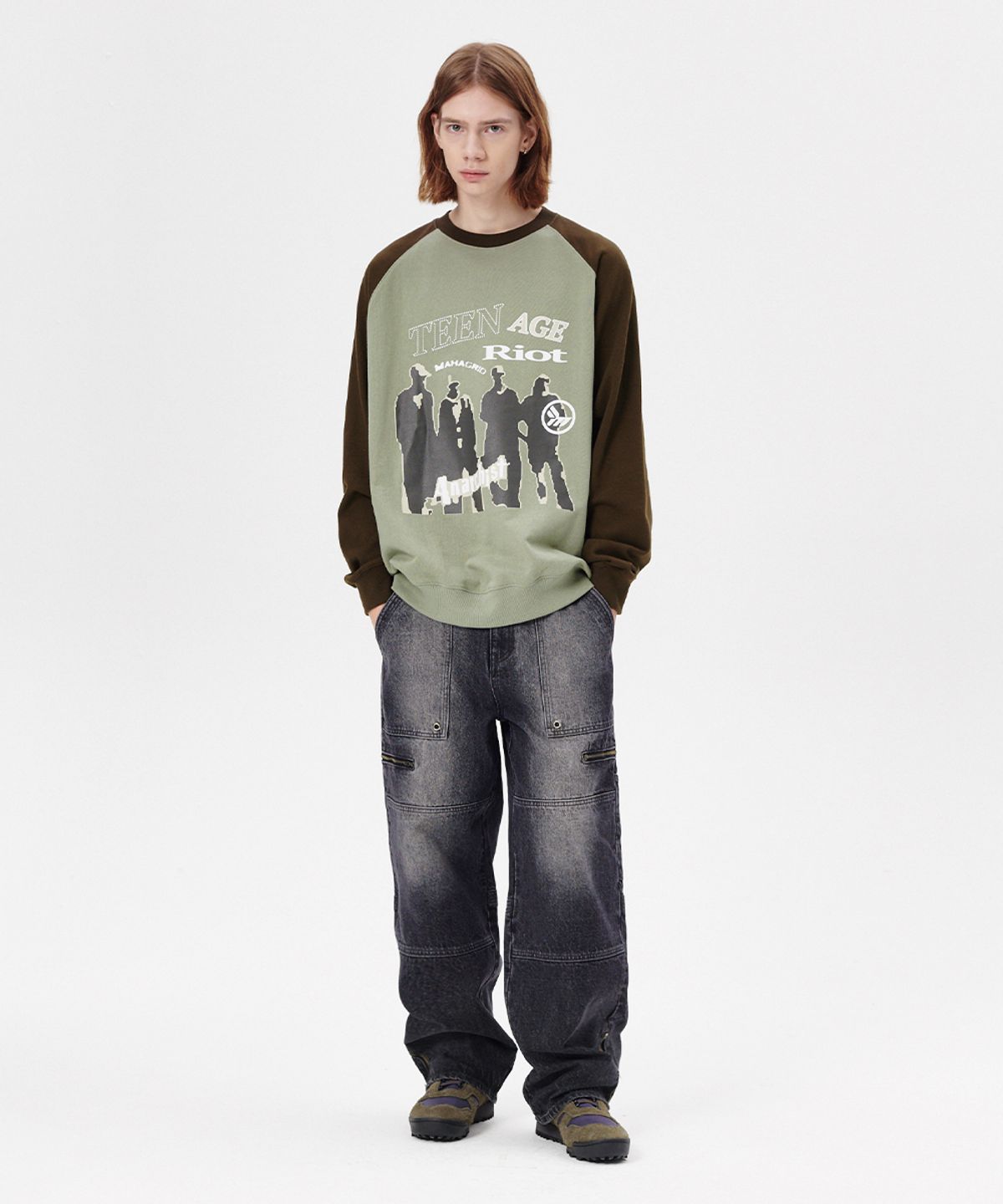 마하그리드(MAHAGRID) ANARCHIST SWEATSHIRT KHAKI(MG2ESMM456A)