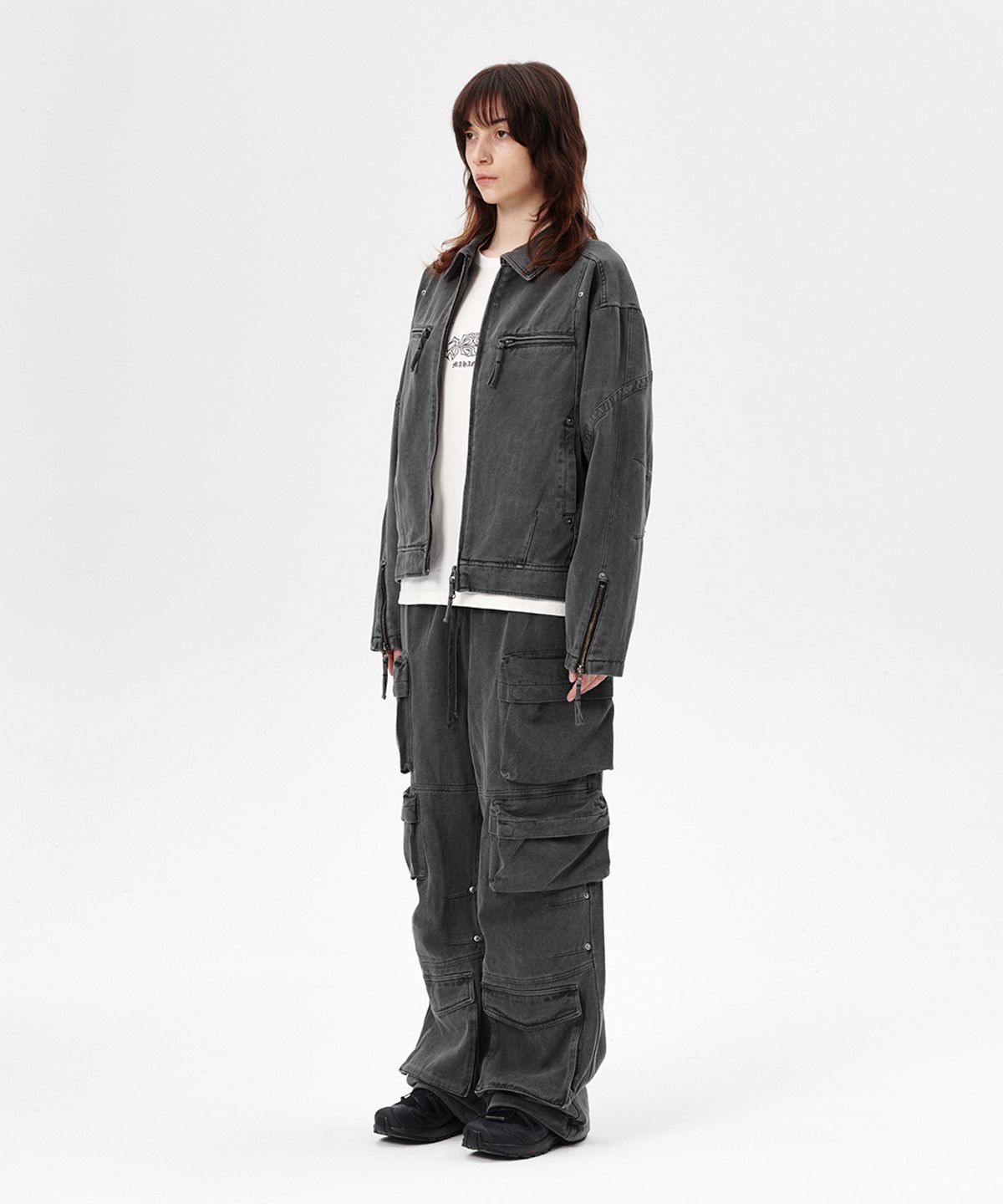마하그리드(MAHAGRID) OVERDYED UTILITY PANT CHARCOAL(MG2ESMD110A)