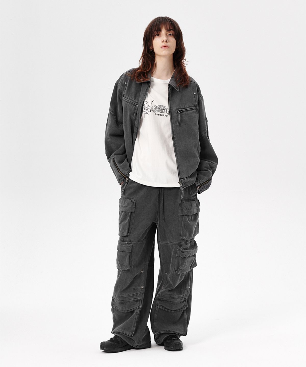 마하그리드(MAHAGRID) OVERDYED UTILITY PANT CHARCOAL(MG2ESMD110A)