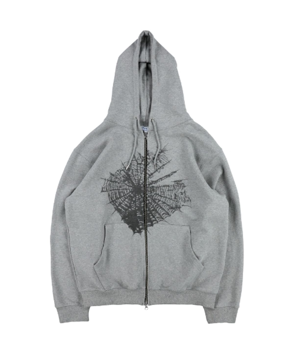 더콜디스트모먼트(THE COLDEST MOMENT) TCM web hooded zip-up (grey)