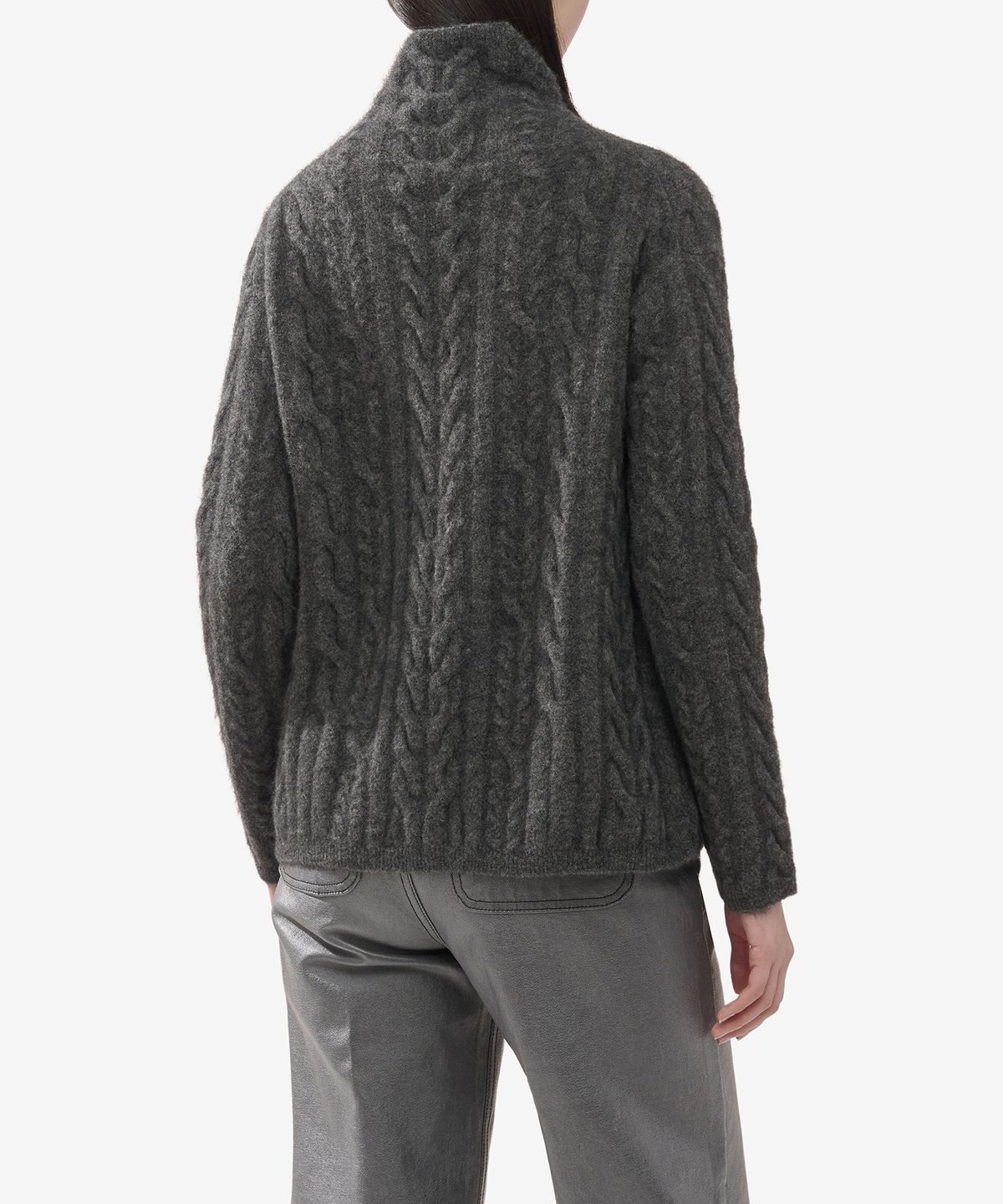 에스 막스 마라(S MAX MARA) 라폴레 하이넥 울 케이블 니트 - 차콜 / 93660833600001