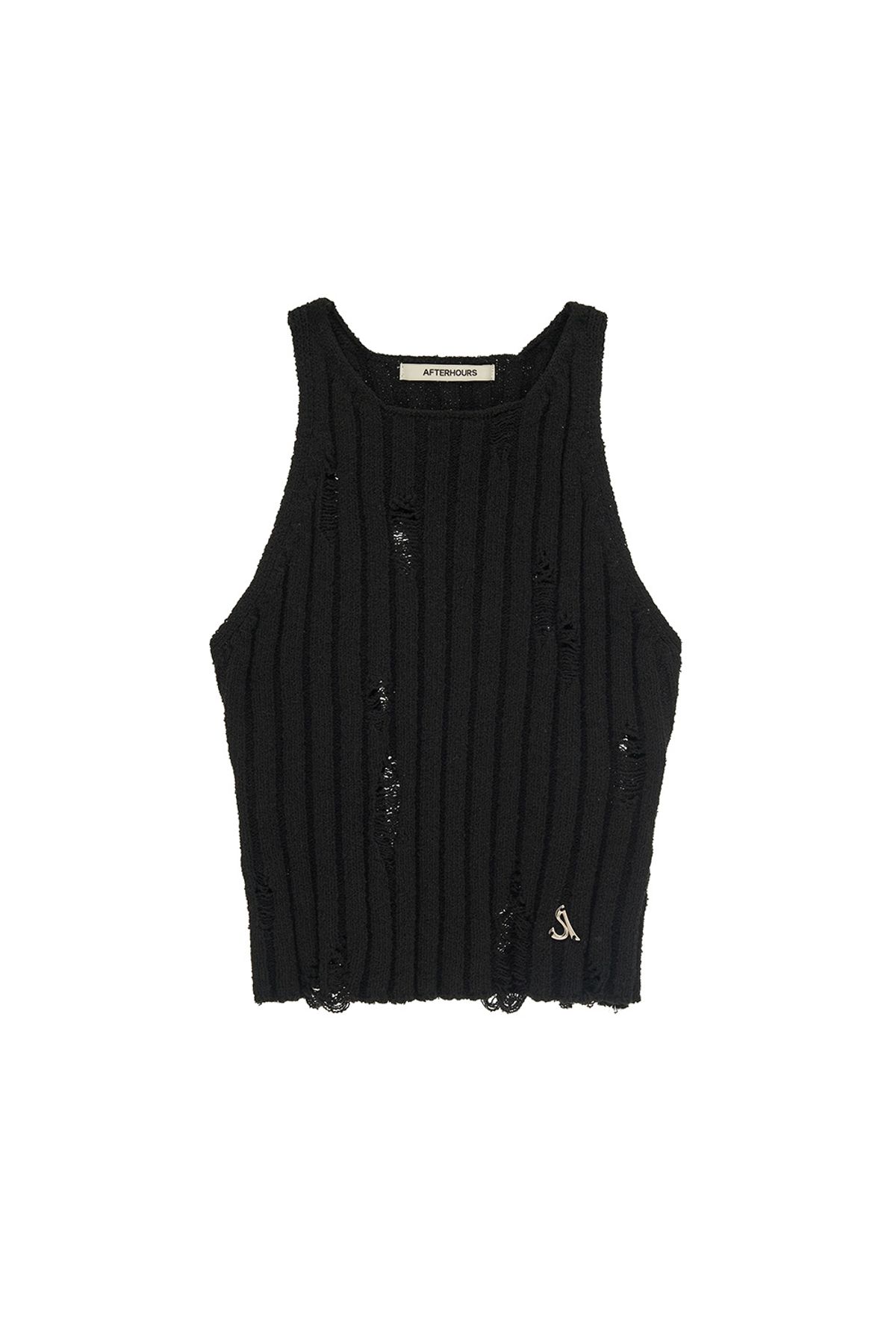 애프터아워즈(AFTERHOURS) DISTRESSED KNIT SLEEVELESS (CHARCOAL)