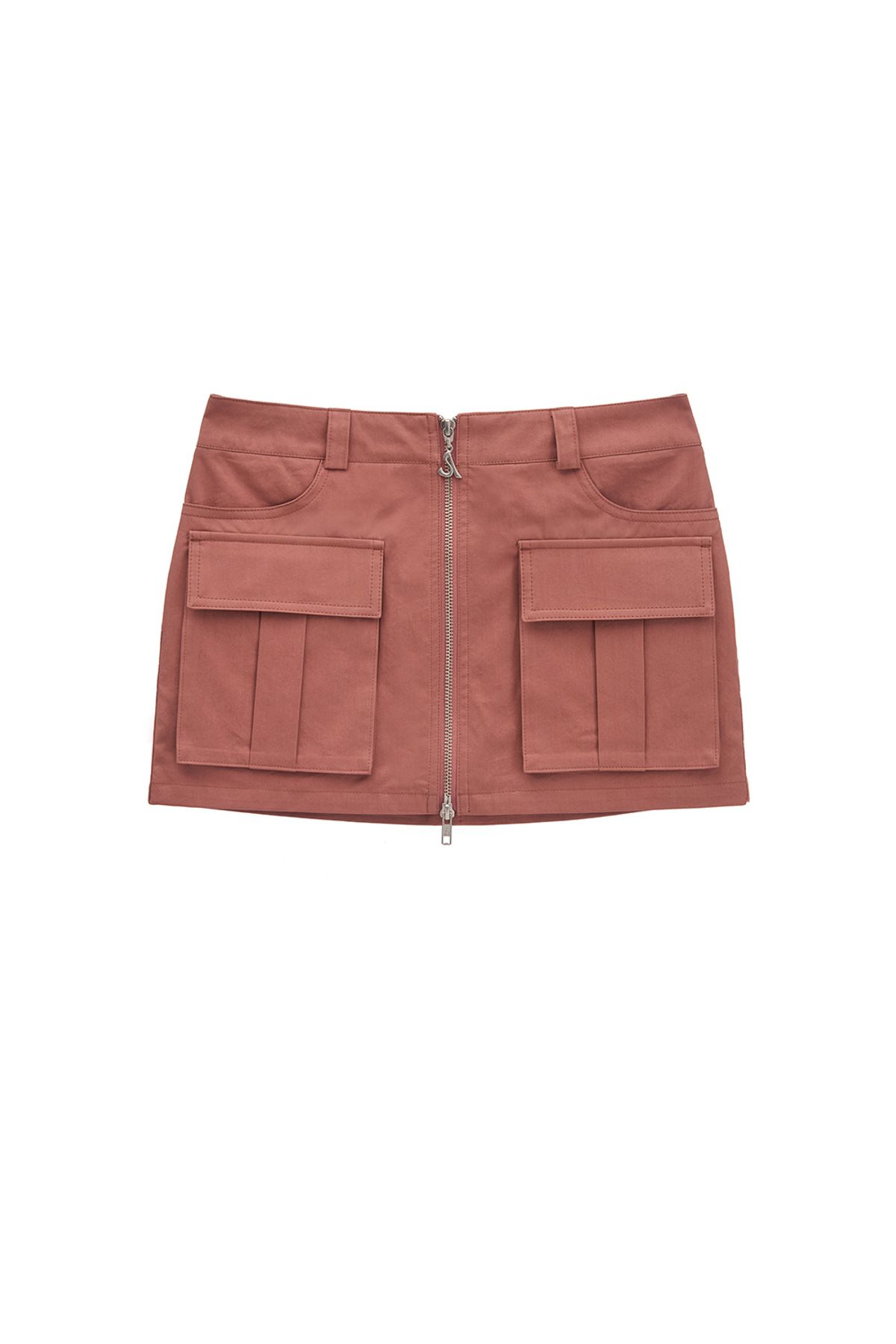 애프터아워즈(AFTERHOURS) FRONT POCKET ZIP-UP SKIRT (BRICK ROSE)