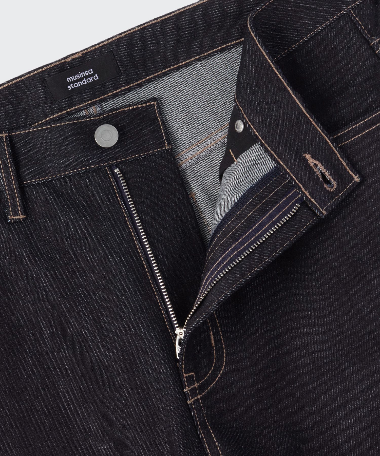 MUSINSA | MUSINSA STANDARD Selvedge wide denim pants [deep